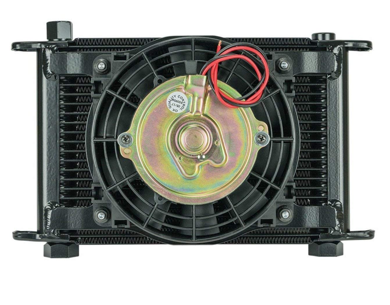 Remote Mount Flex-a-lite (700021) Stacked Plate 21-Row Engine-Oil Cooler with Electric Fan, 11 x 7 1/2 x 1 3/4" with AN Fittings