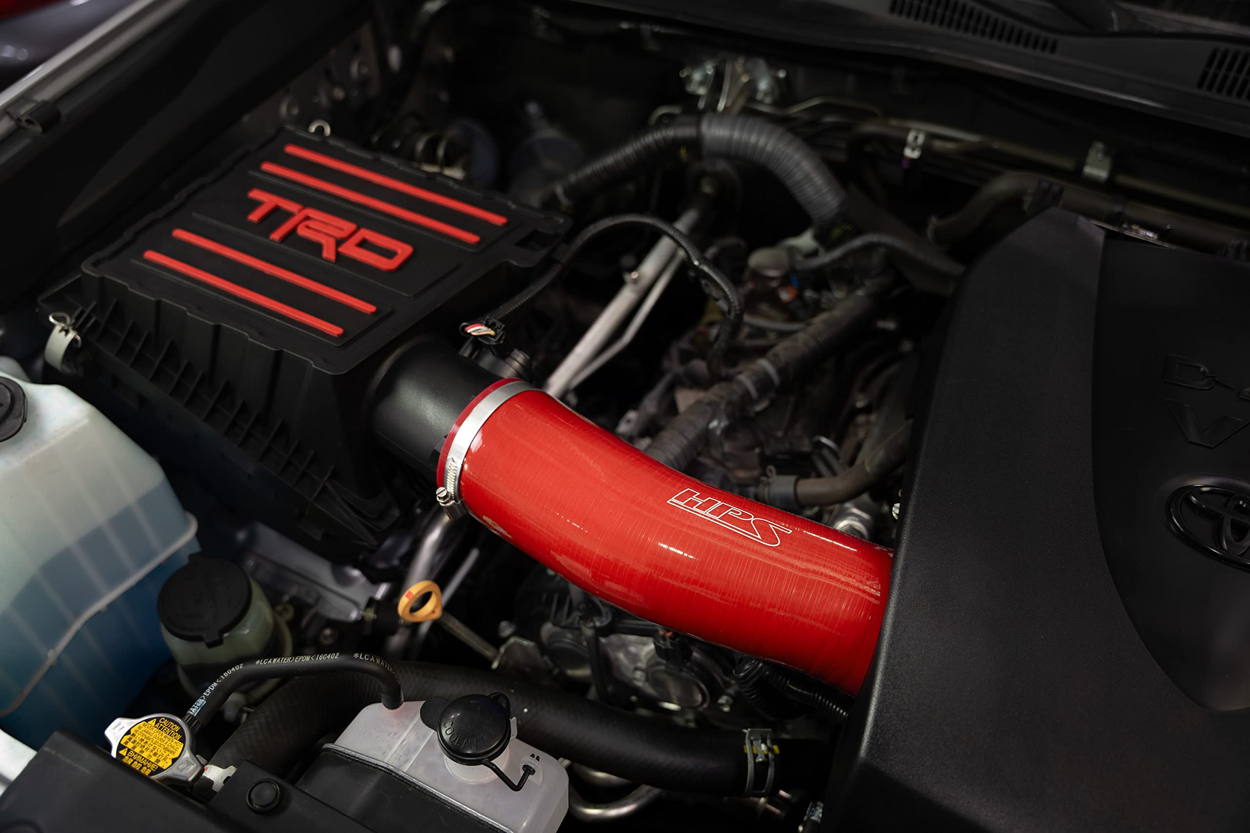 Red HPS Silicone Air Intake System Kit with Air Filter Compatible for 2016-2023 Toyota Tacoma 3.5L V6, 827-723R
