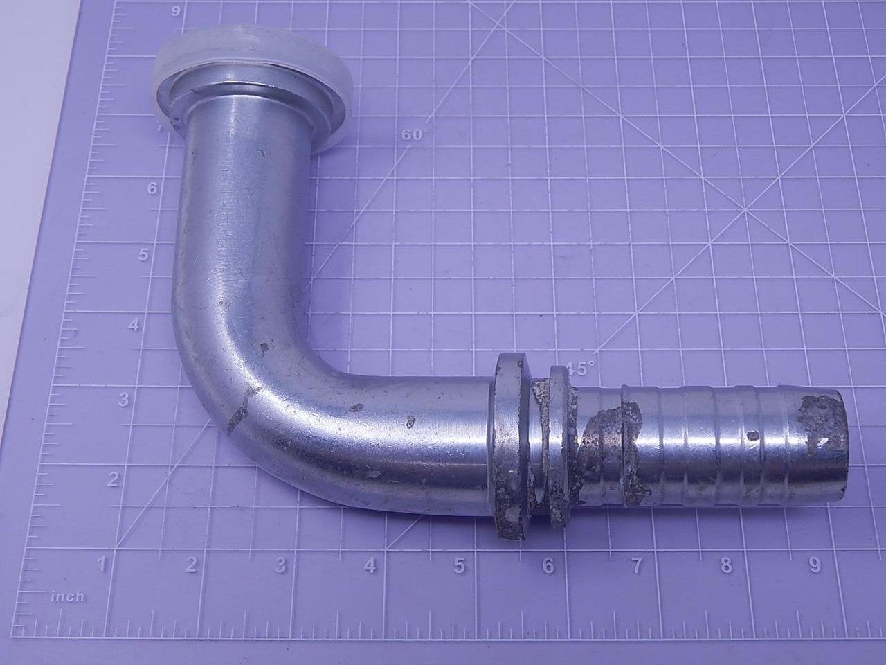 GlobalSpiral Couplings Gates 20GS-24FL90-118, Code 61 O-Ring Flange, Zinc Plated Carbon Steel, 6.50", 90° Bent Tube, 1 1/4" ID