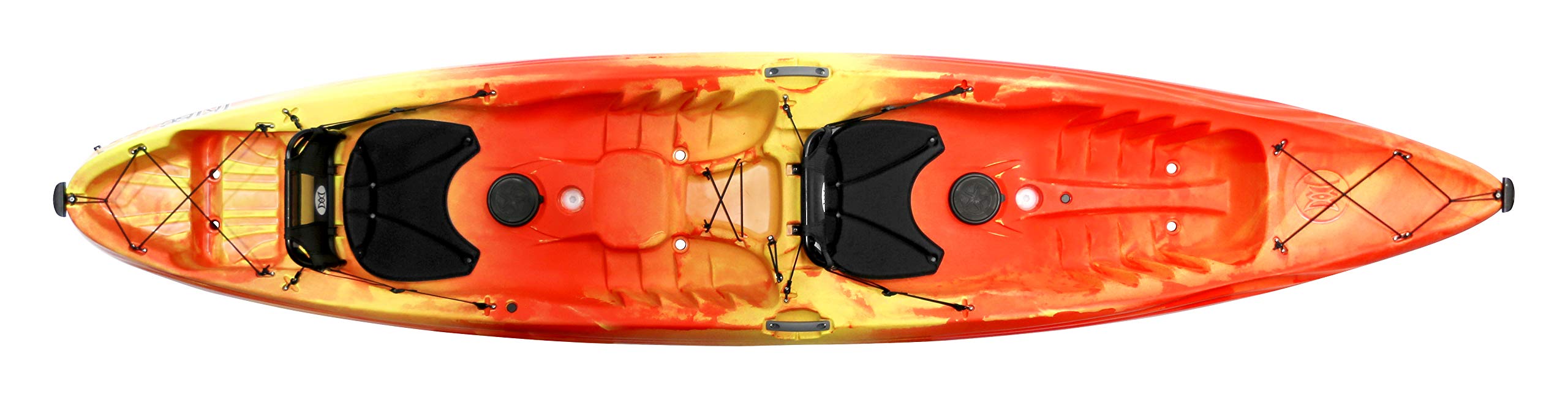 Tribe Tandem Kayak - Perception - Sit on Top - Large Rear Storage with Tie Downs - 13.5 ft - Sunset