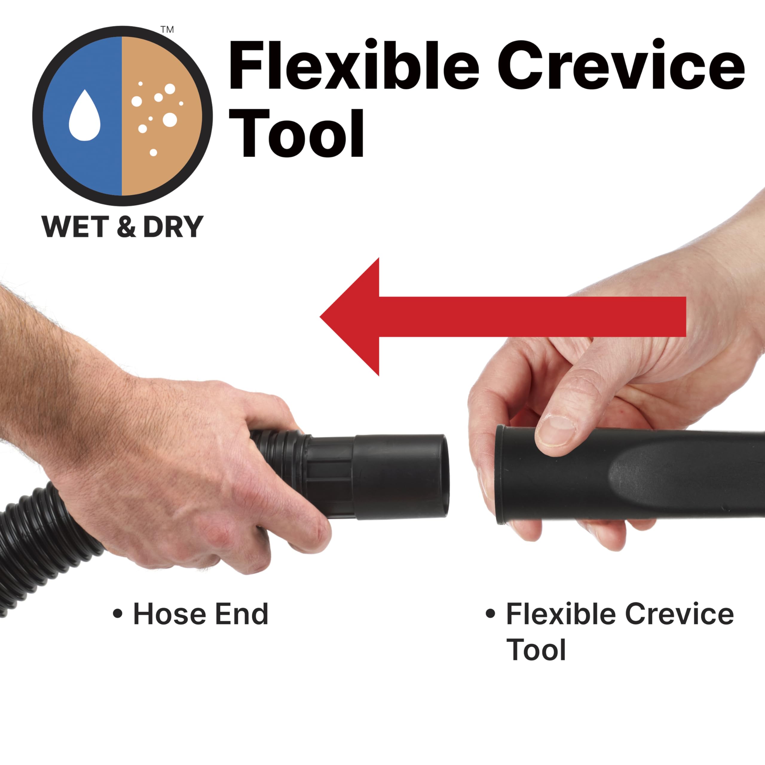 Flexible Crevice Tool Shop-Vac 9017900, 1.25 Inch Diameter x 12 Inch Length, Accessing Tight Spaces and Corners, (1-Pack)