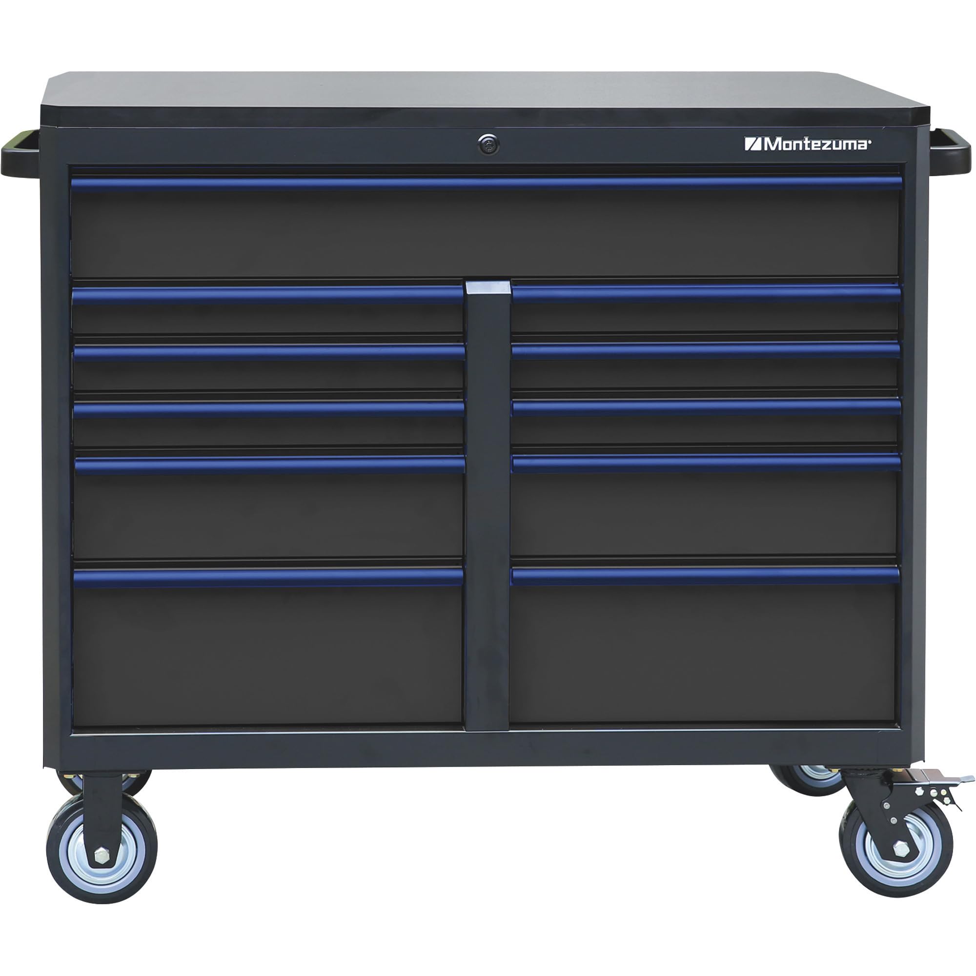 Montezuma Tool Box - 11 Drawer 46" x24" Rolling Tool Cabinet with Multiple Power Outlets & Black Powder Coat Finish - M462411TC