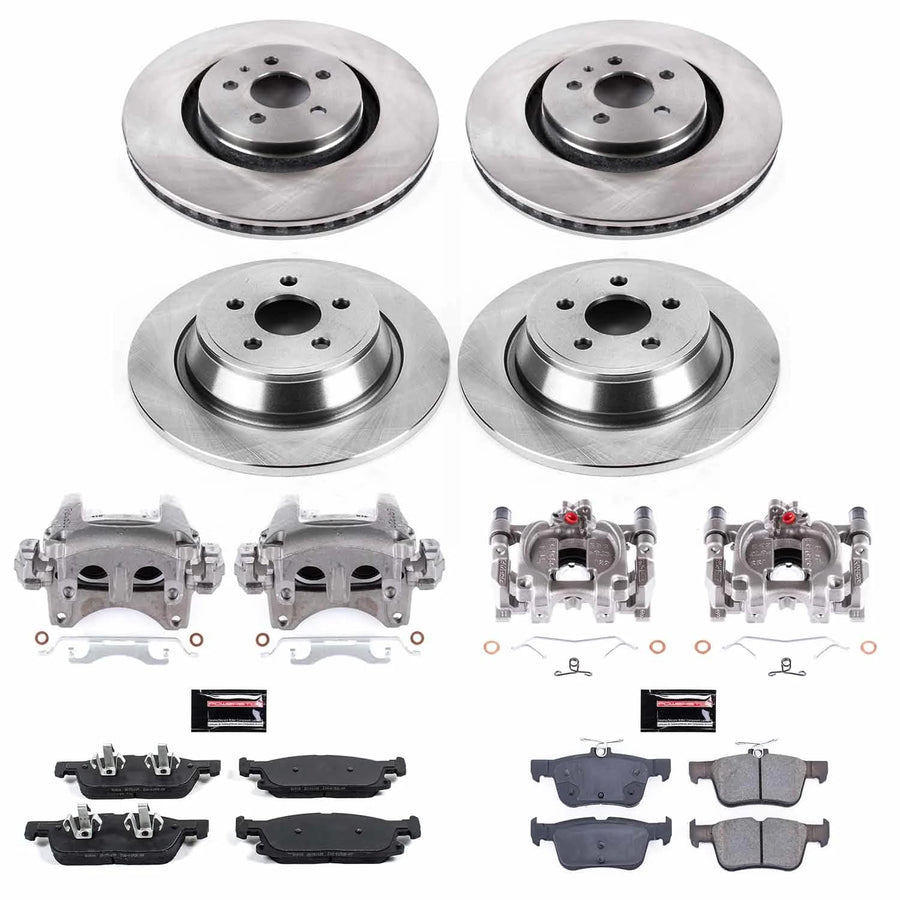 Power Stop KCOE7231 Front and Rear Caliper Kit-OE Rotors, Ceramic Brake Pads, Autospecialty For Lincoln MKX 2016-2018 [Model Specific]