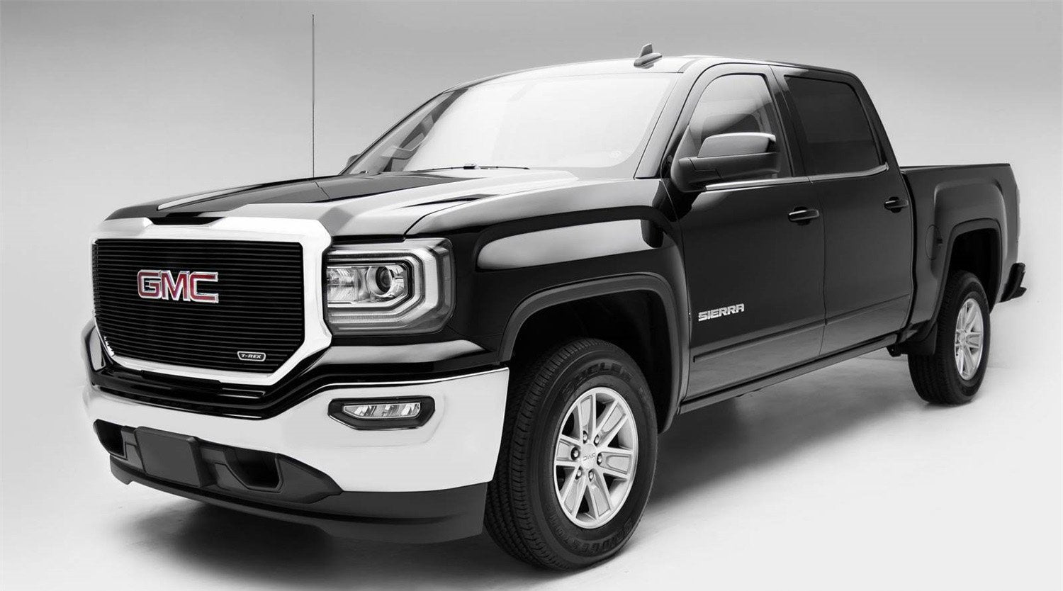 2016-2018 Sierra 1500 T-Rex Grilles Laser Billet Grille, Black, 1 Pc, Insert, with Logo Cutout - PN #6202131