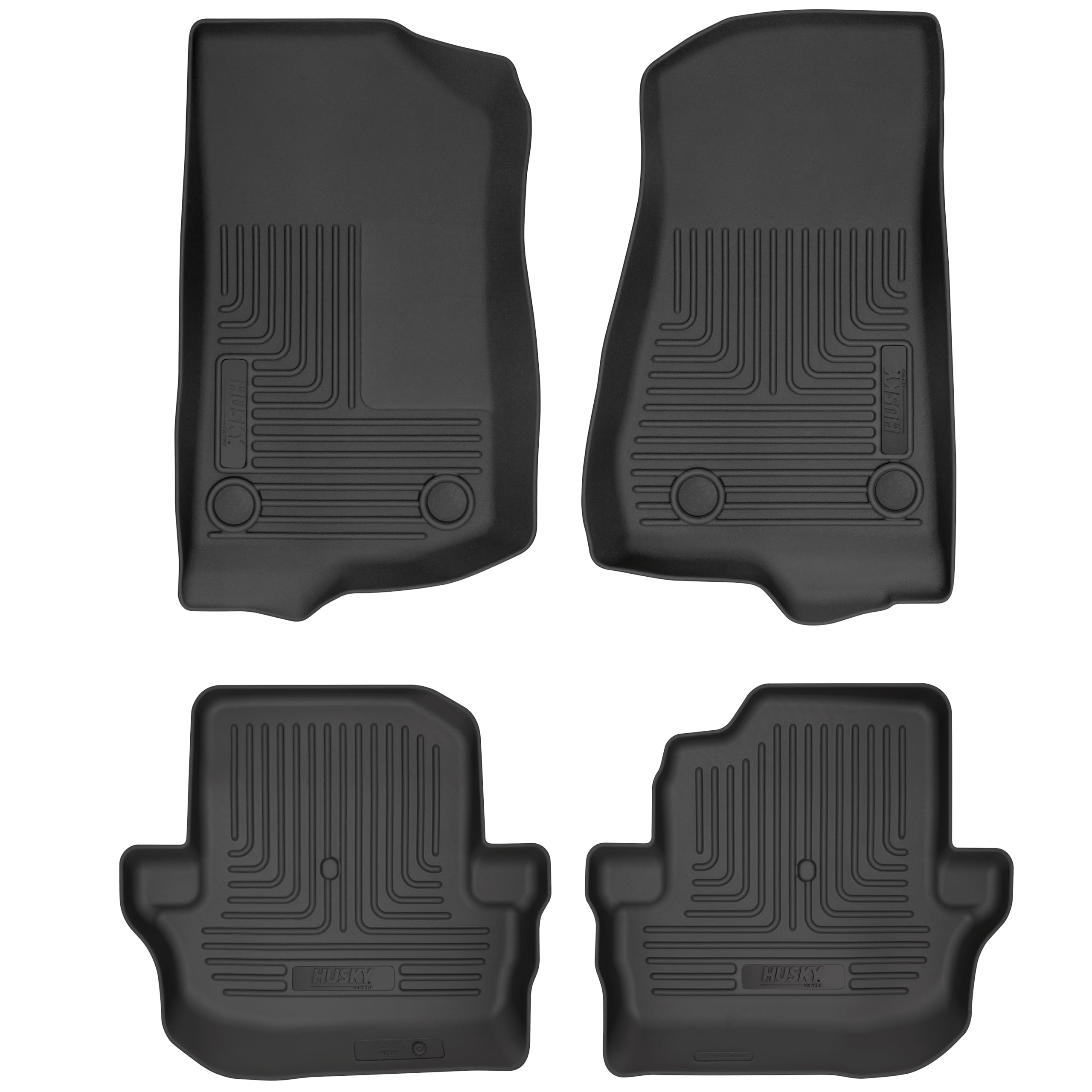 Weatherbeater Husky Liners Floor Mats | Fits 2018-2025 Jeep Wrangler(JL), 2-Door | Front & 2nd Row - Black, 3-pc | 93991