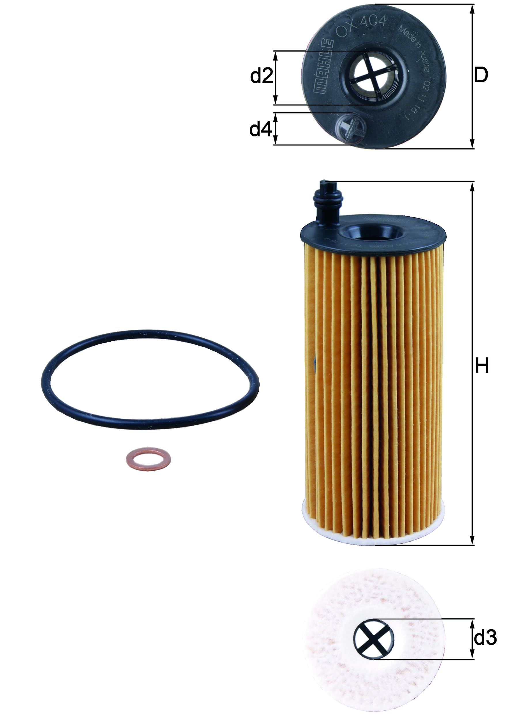 OX 404D ECO MAHLE Original Engine Oil Filter, 1 Pack
