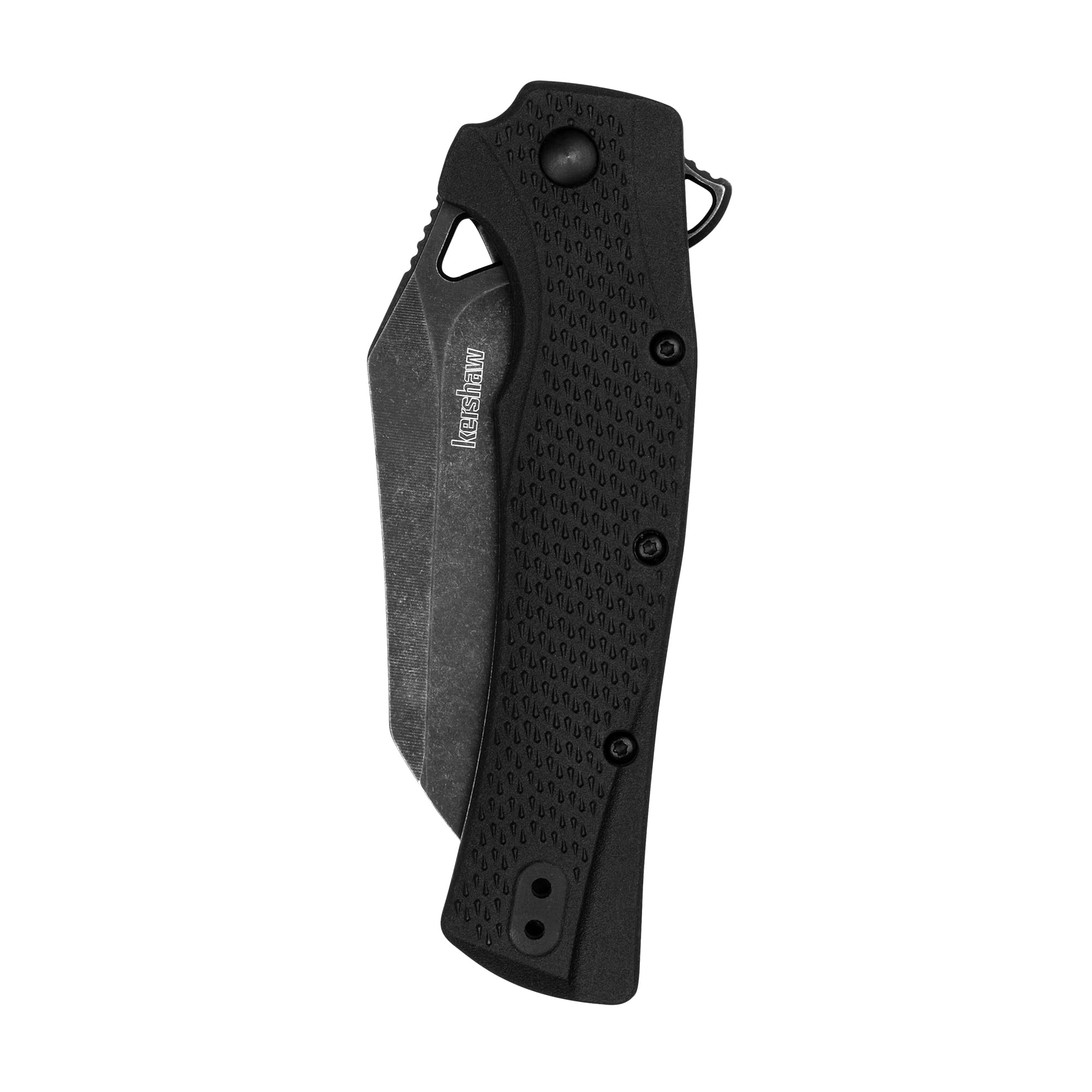 Kershaw Pocket Knife Dawnstar, 3.5 inch Hawkbill Blackwash Blade, Black Handle, Tactical EDC Knife, Pocketclip