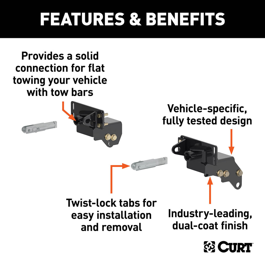 CURT Custom Tow Bar Base Plate Brackets for 70137 Dinghy Towing, Fits Select Ford F-250