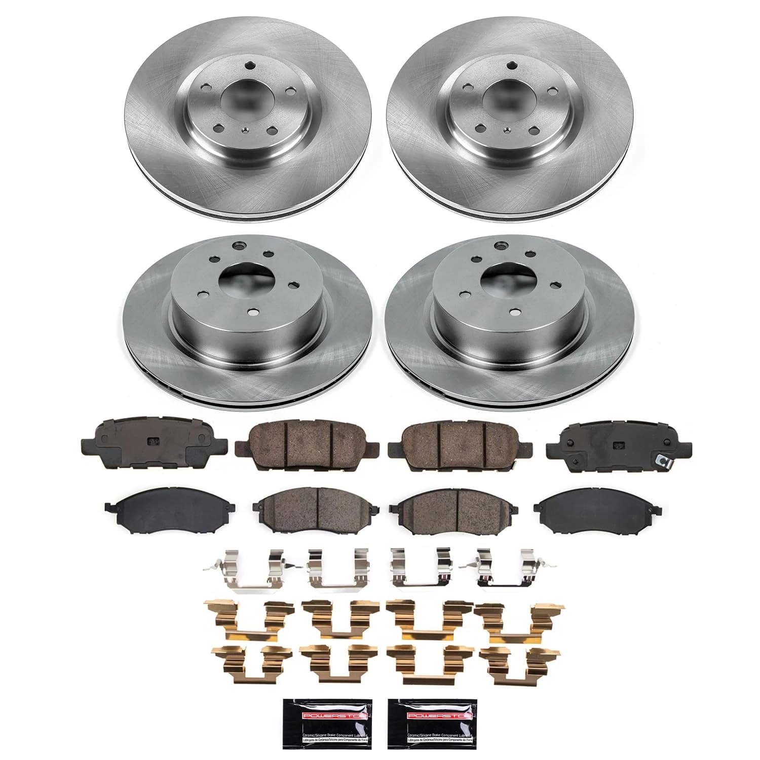 POWERSTOP Stock Replacement Brake Pads and Rotors Front and Rear Brake Kit Autospecialty For INFINITI EX35 2008-2009, INFINITI M35 2010, INFINITI M45 2010, Nissan 370Z 2009 [Vehicle Specific]