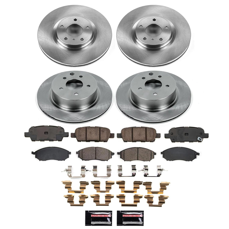 POWERSTOP Stock Replacement Brake Pads and Rotors Front and Rear Brake Kit Autospecialty For INFINITI EX35 2008-2009, INFINITI M35 2010, INFINITI M45 2010, Nissan 370Z 2009 [Vehicle Specific]