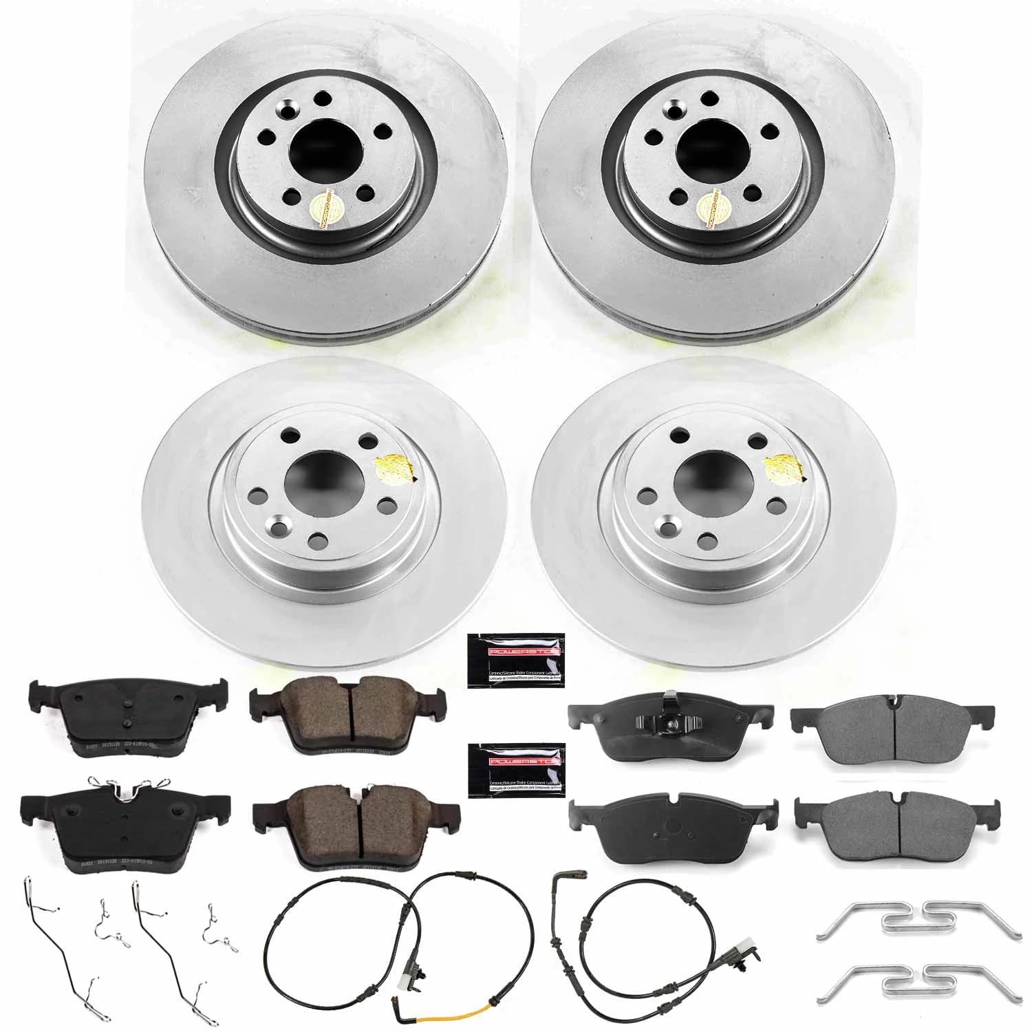 Power Stop CRK8108 Brake Kit Coated Rotor Front & Rear - Coated Brake Rotors and Z23 Ceramic Brake Pads For Jaguar E-Pace 2018-2019 [Model Specific]