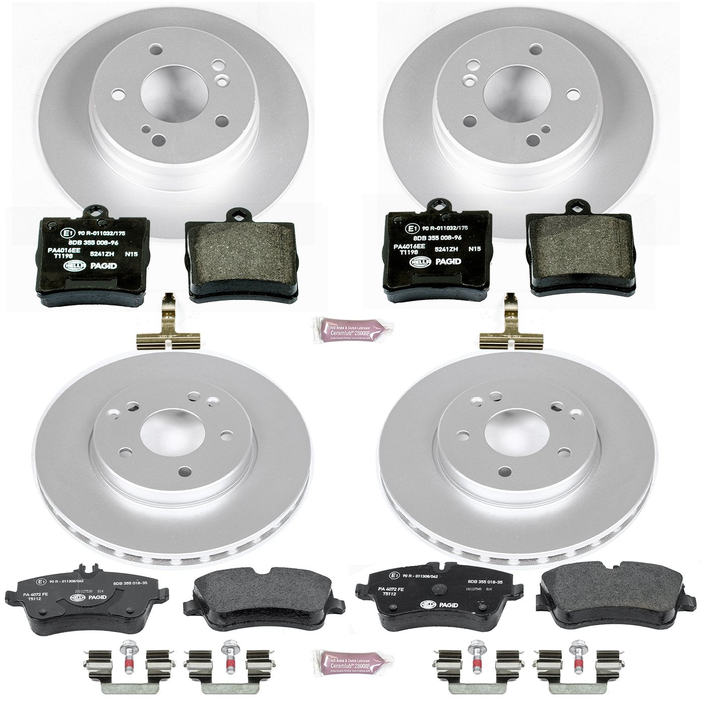 Power Stop ESK2812 Euro-Stop Front & Rear Brake Kit and 2 Front Sensor Wires For Mercedes-Benz C230 2002-2005, Mercedes-Benz C240 2001-2005 [Model Specific]