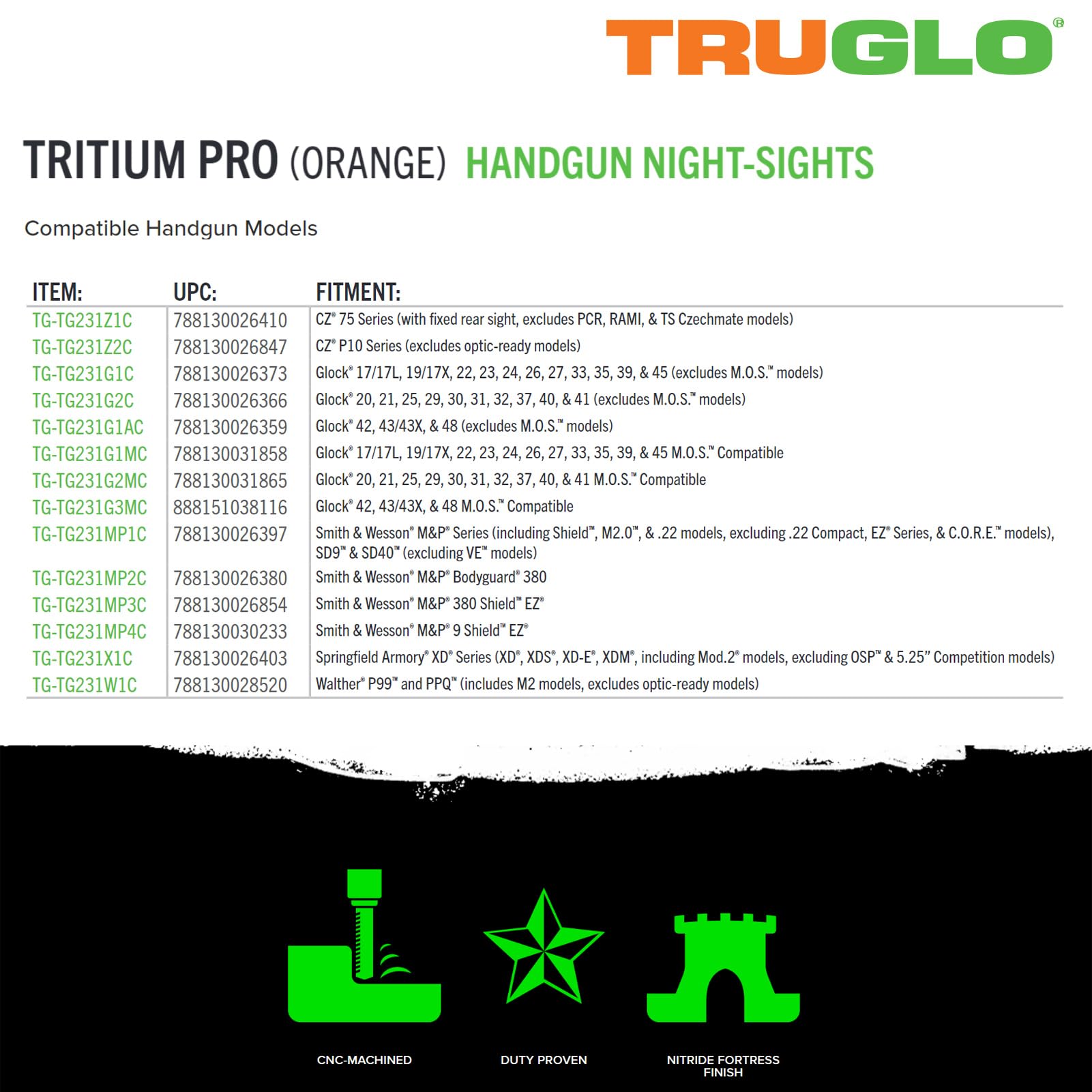 TRUGLO Apex TRIT PRO Glock MOS Low Set ORN Archery