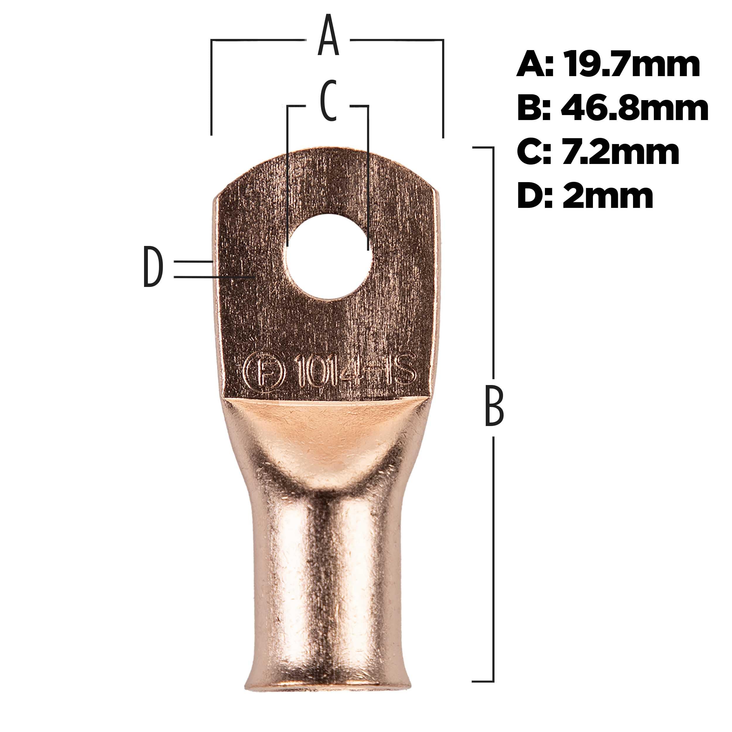 Copper Ring Terminal Install Bay 1/0 Gauge 1/4 Inch 5 Pack - CUR1014