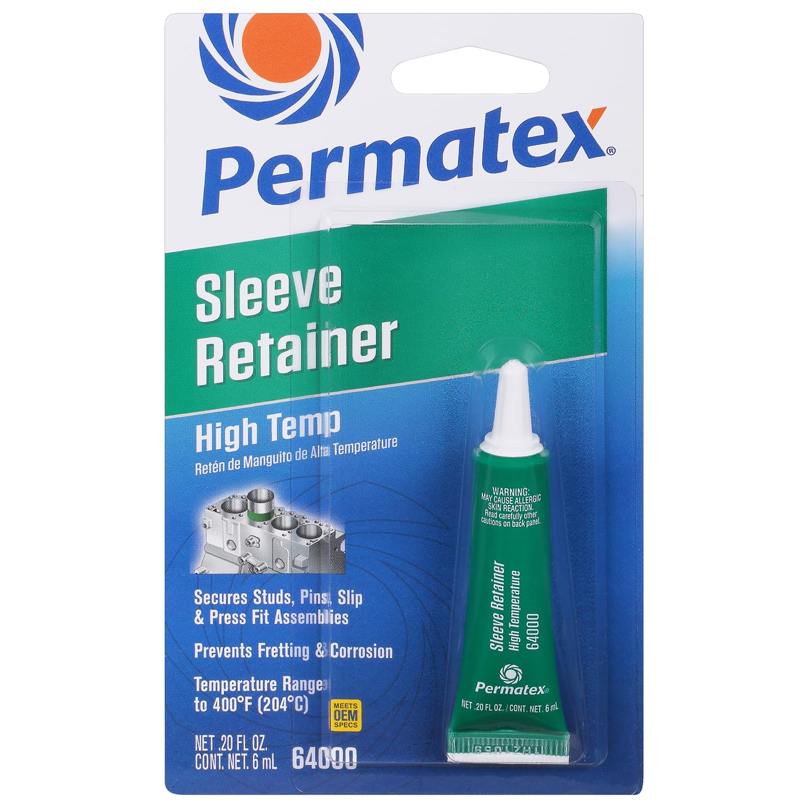 High Temperature Permatex Sleeve Retainer, 6 ml, Pack of 1