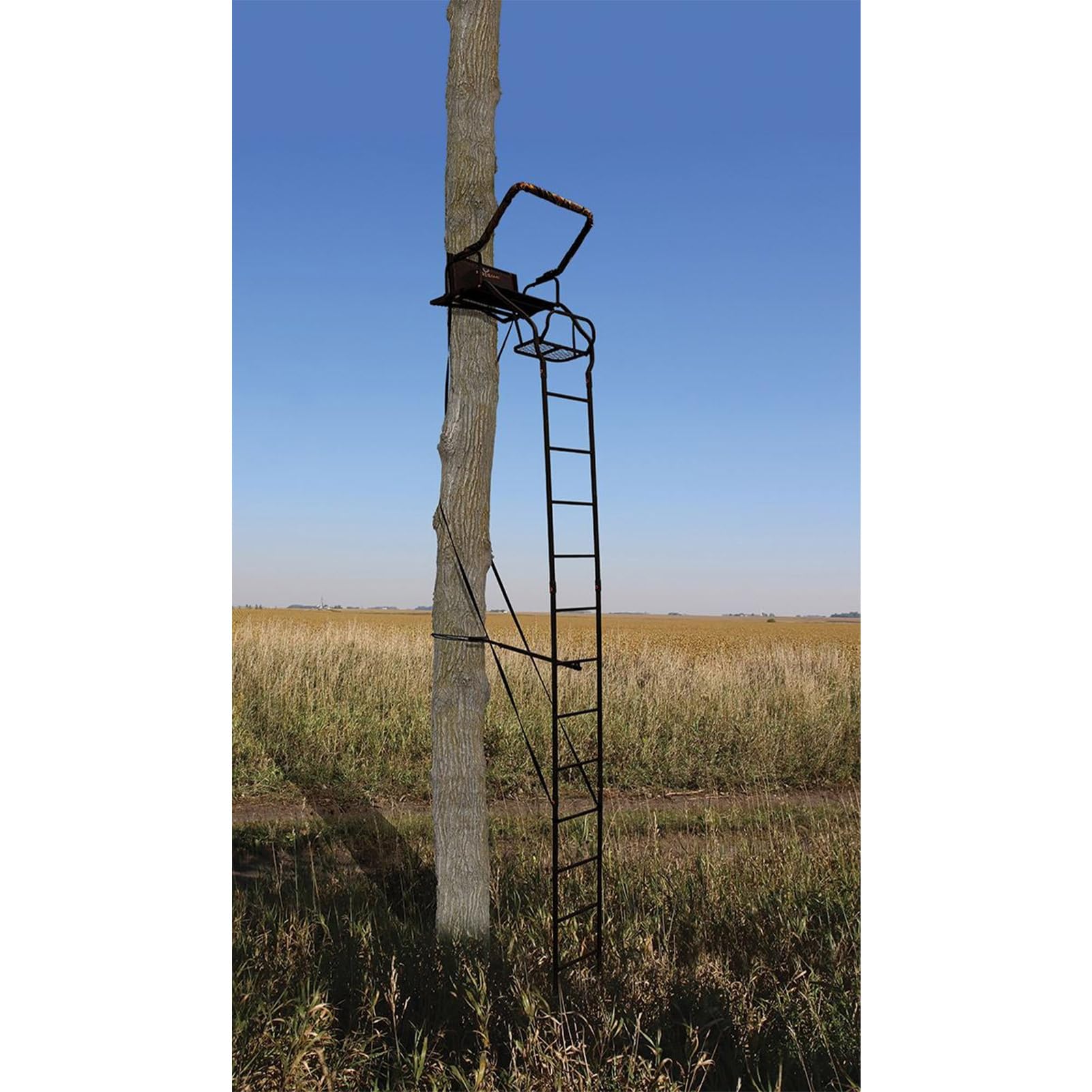 Warrior Elite Big Game Ultra-Wide Ladder Whitetail Deer Elk Mule Above Hunting Outdoors Flex-Tek Seat 17' Tall 1-Person Tree Stand