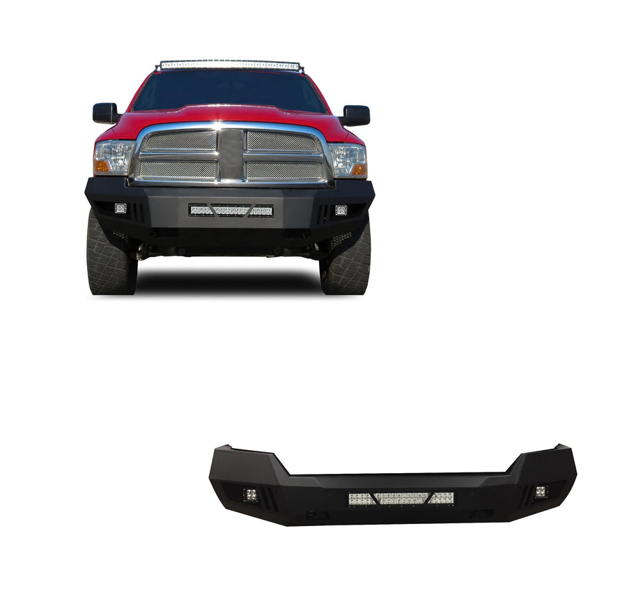 Heavy Duty Black Horse Armour Front Bumper Matte Black Includes 1 20in LED Light Bar, 2 Sets of 4in Cube Lights Compatible with 2009-2010 Dodge Ram 1500|2011-2012 Ram 1500-AFB-RA09-KIT
