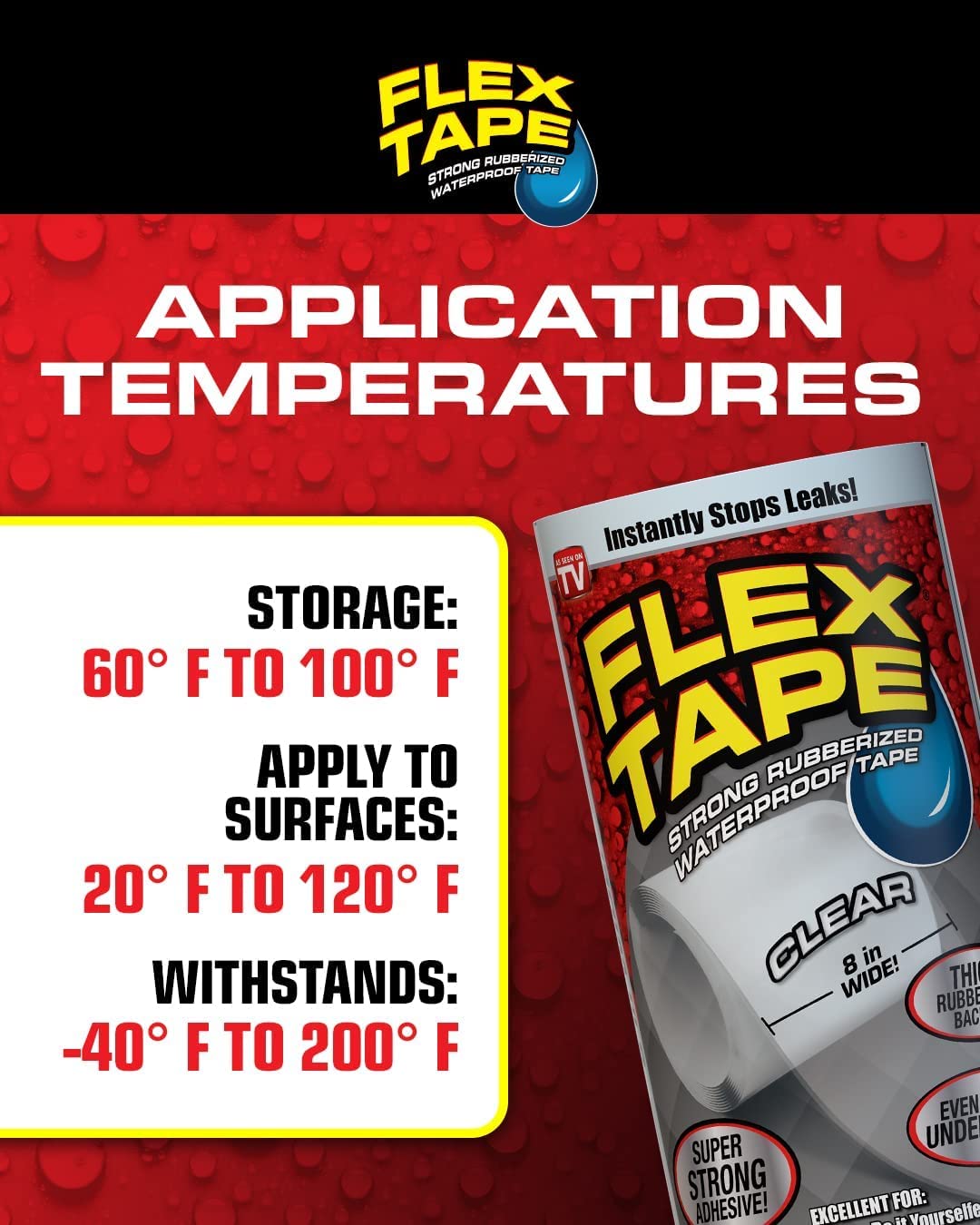 Original Flex Tape, Thick Flexible Rubberized Waterproof Tape - Seal and Patch Leaks, Works Underwater, Indoor Outdoor - Home RV Roof Plumbing and Pool Repairs, Black, 4 in x 5 ft, Pack of 1
