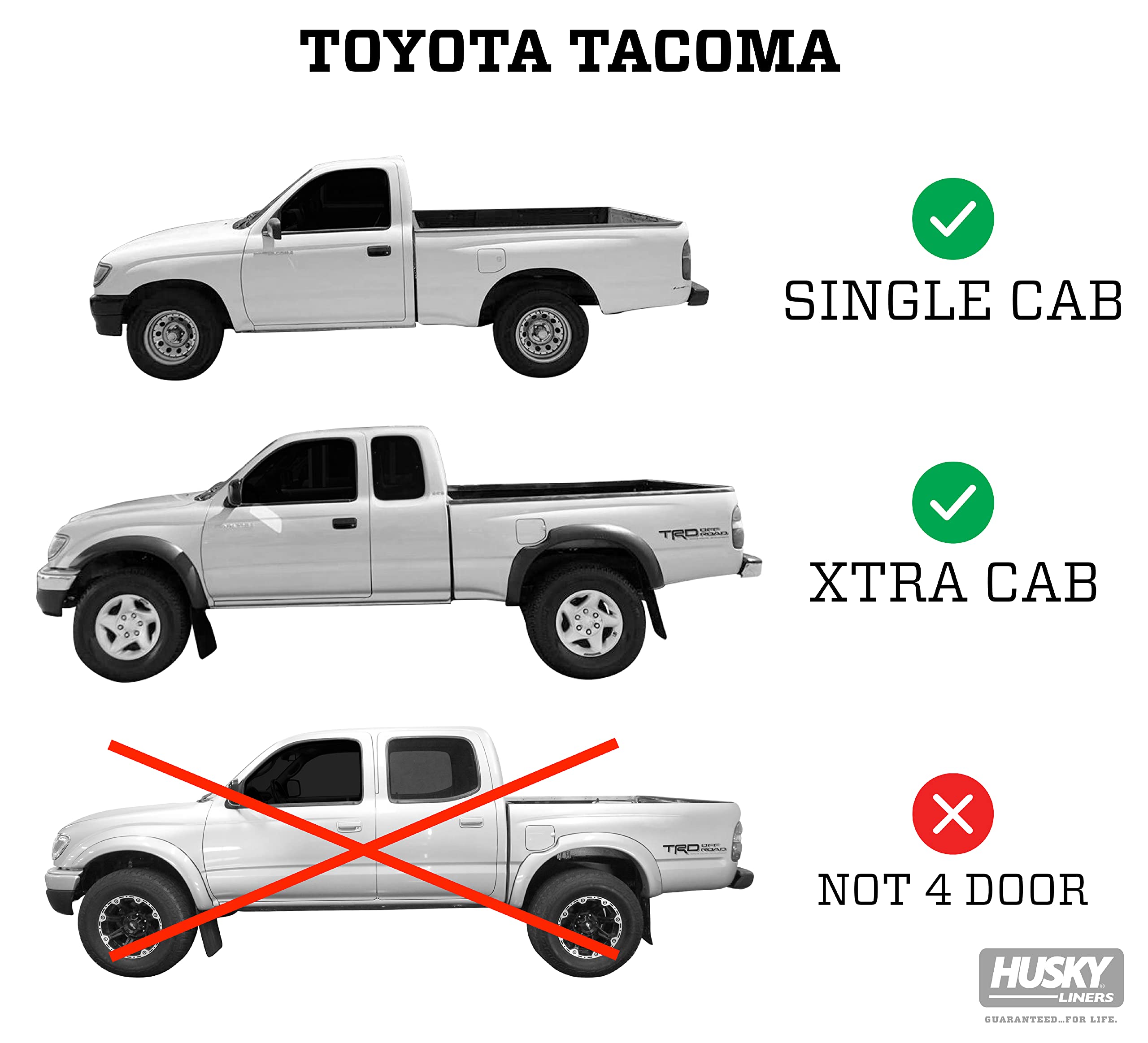 Husky Liners Floor Mats Classic Style | Fits 1995-2004 Toyota Tacoma Regular CAB & Access CAB ONLY | Front Row, 2-pc Black - 35111