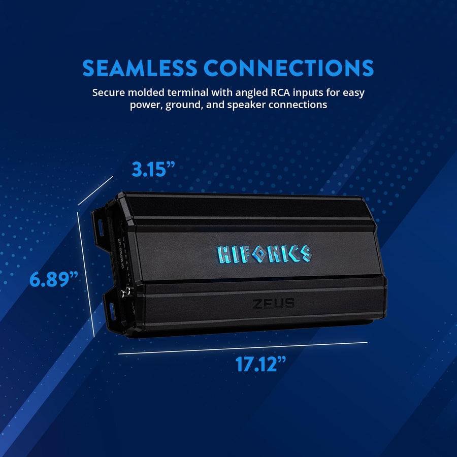 Hifonics Delta Zeus 2,550 Watt Compact Mono Block Nickel Plated Mobile Car Audio Amplifier with Auto Turn On Feature, ZD-2550.1D, Black