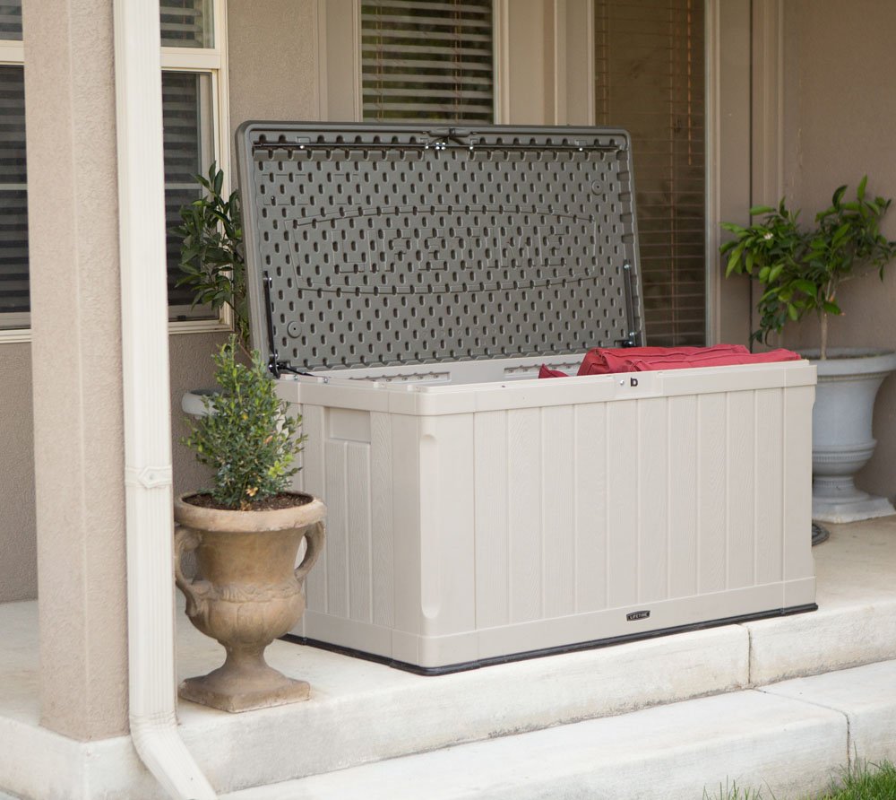Heavy-Duty LIFETIME 60186 Outdoor Storage Deck Box, 116 Gallon, Desert Sand/Brown