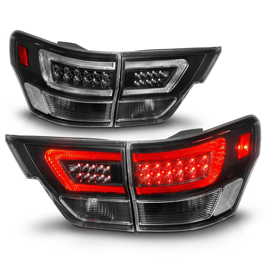 11-13 Jeep Grand Cherokee ANZO LED Taillights w/Lightbar Black Housing/Clear Lens 4pcs