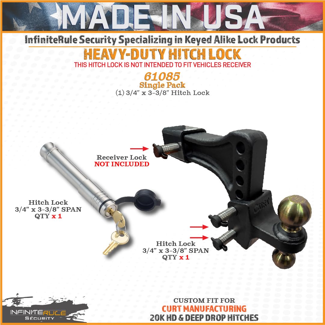 Hitch Lock for 61085 CURT 2" Deep Drop Adjustable Trailer Ball Mount 15K LB Hitch- Fits Adjustable Ball Mount Only - Does NOT FIT Vehicle Receiver