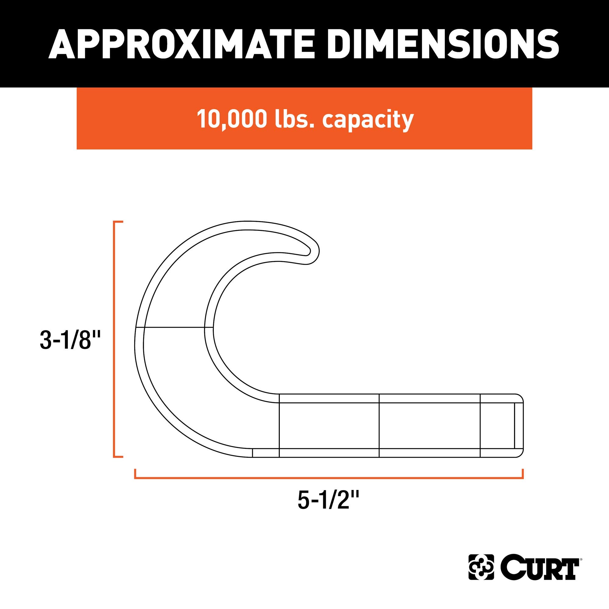 Black Steel CURT 22430 Tow Hook, 10,000 lbs Capacity