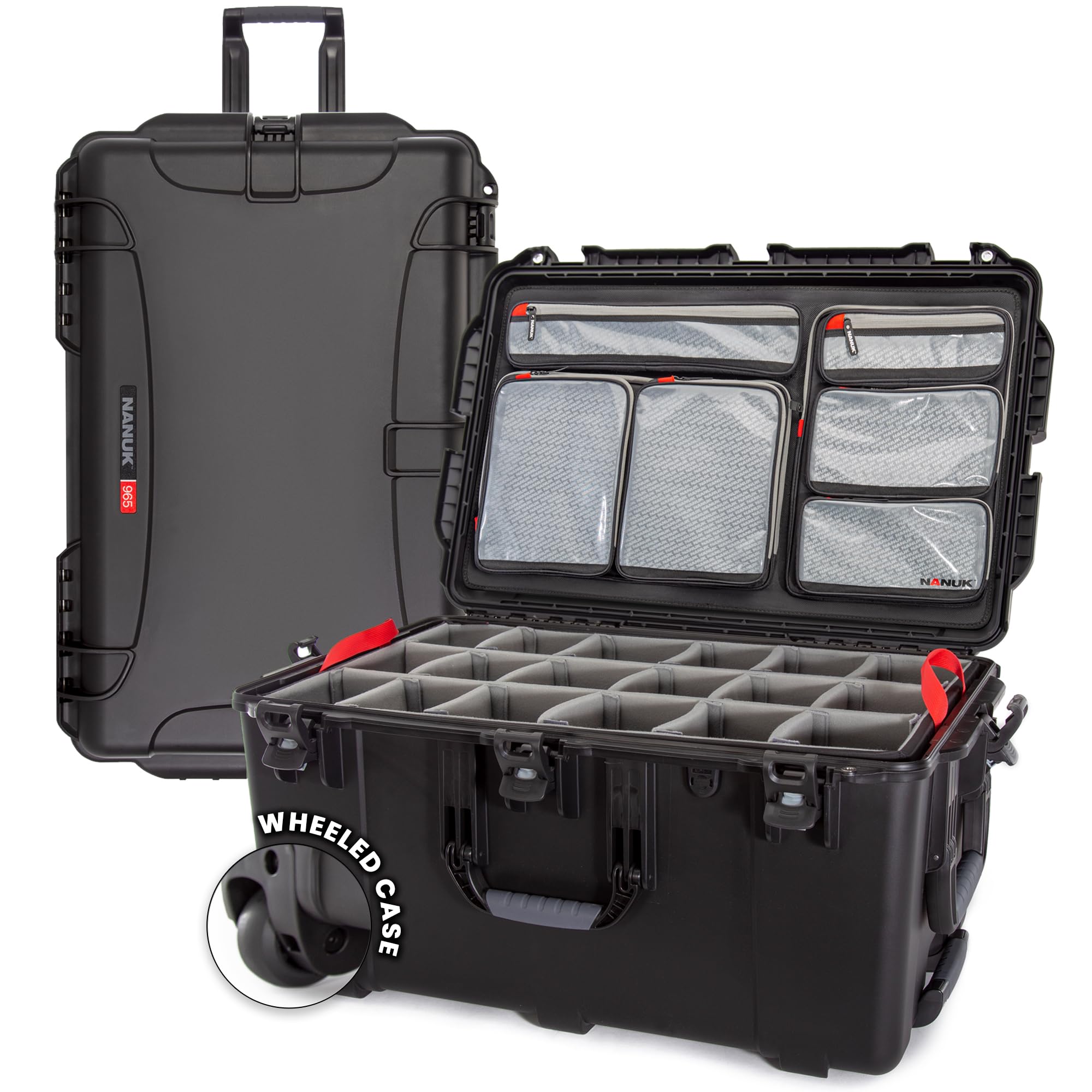 Pro Photo Kit NANUK 965 - Waterproof Travel Camera Hard Case with Padded Dividers and Wheels, 32.5” x 21” x 15.8”, Dustproof and Impact-Resistant, Ideal for Heavy Loads - Black