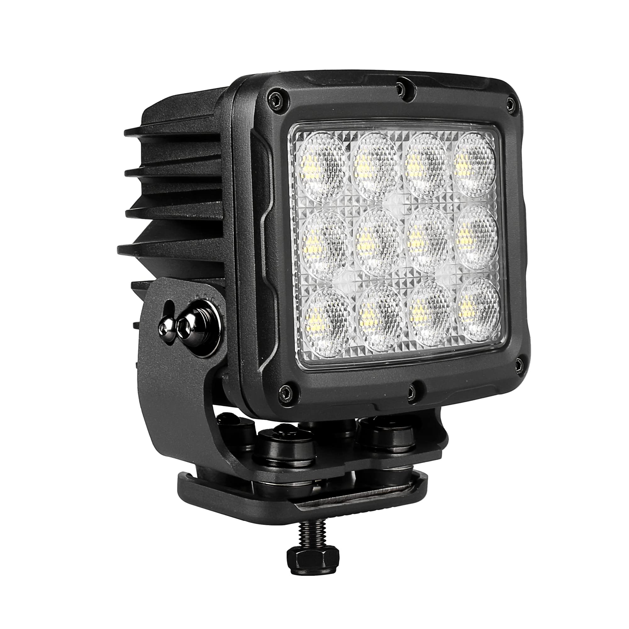 Xplor Lighting: Go Rhino Bright Series Square 5" Rectangle LED Spot Light Kit (Pair) | Surface Mount (Threaded Stud Mount) Aluminum, Black | 751800523FCS