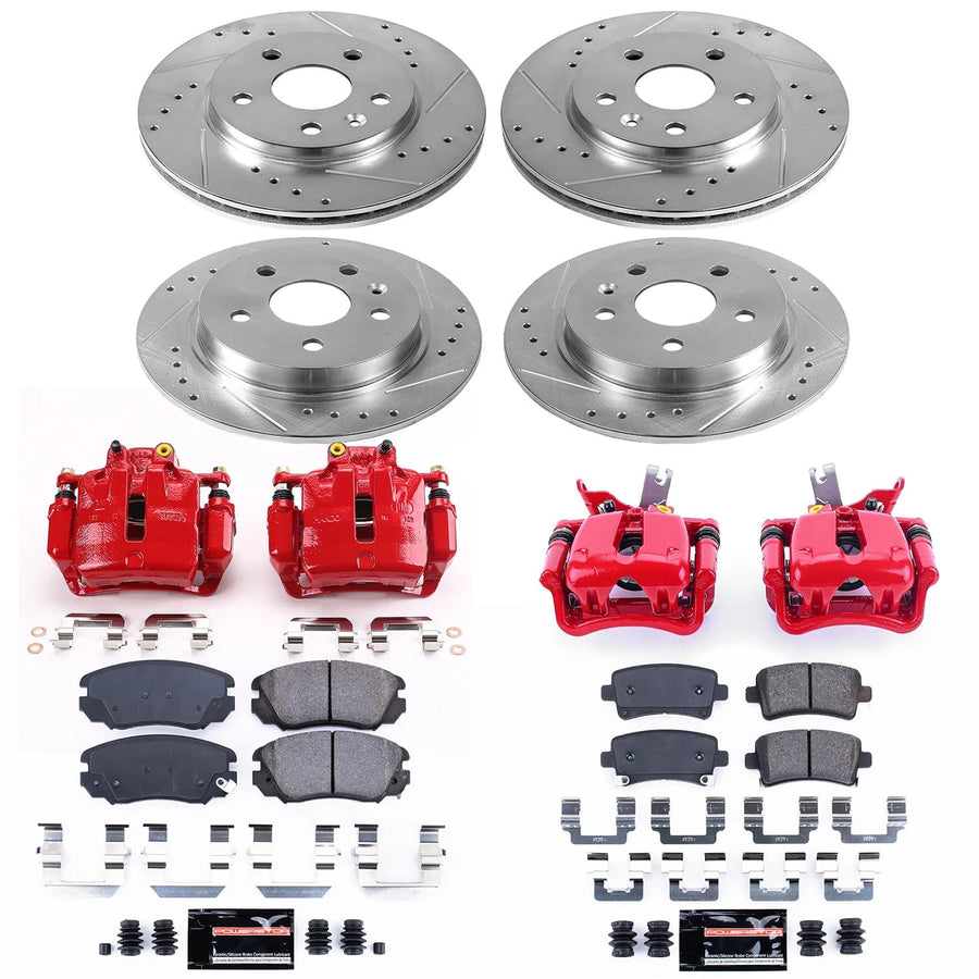 Power Stop Z23 Front and Rear Brake Caliper Kit-Drilled/Slotted Brake Rotor, Brake Pads & KC5523A Calipers