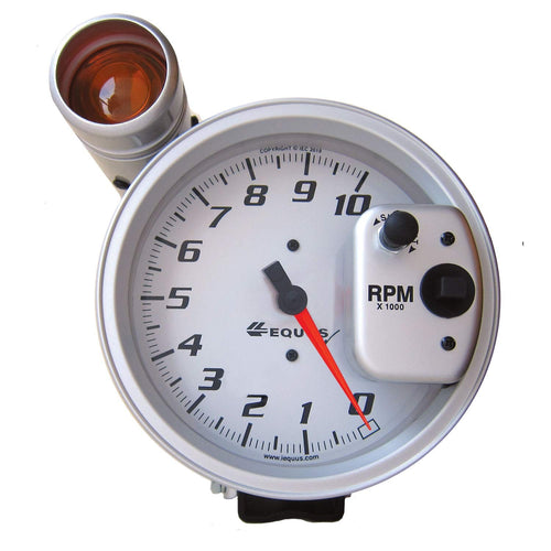 EQUUS 5" E6081S Tachometer 10K RPM Silver Dial & Shift Light