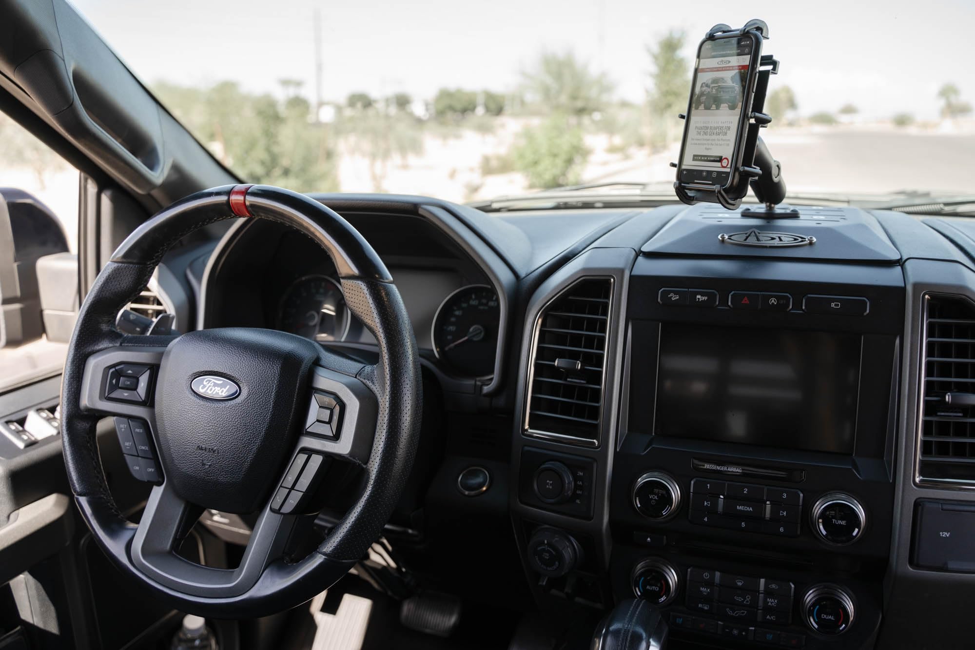 Digital Device Dash Mount Addictive Desert Designs for The 2015-2020 Ford F-150 & Ford F-150 Raptor | Perfect for Mounting Smartphones, GPS, Radio, Tablet, & Other Devices | Made in The USA