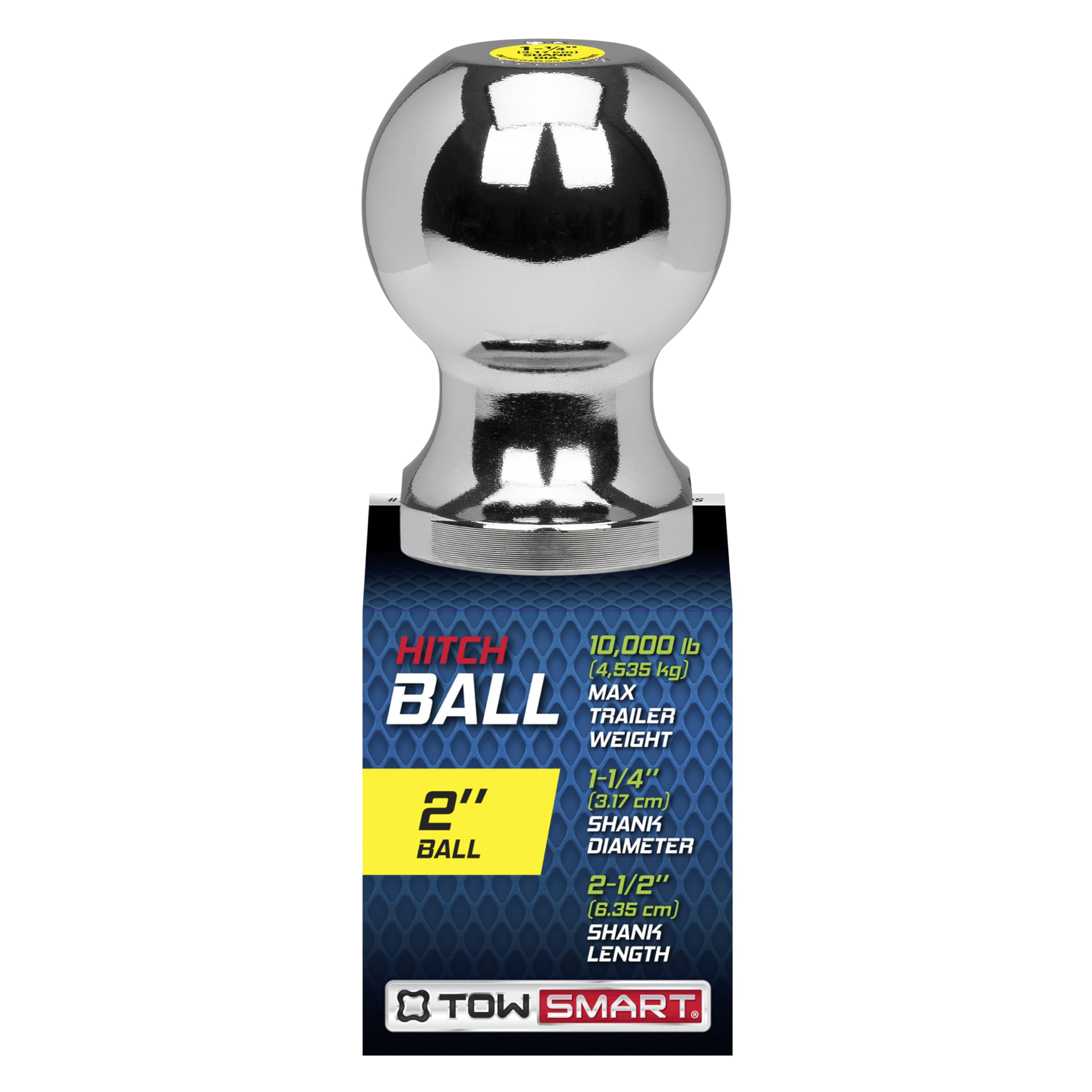 Chrome Class IV Trailer Hitch Ball, 10,000 lb., 2 in. Ball Diameter, 1-1/4 in. x 2-1/2 in. Shank