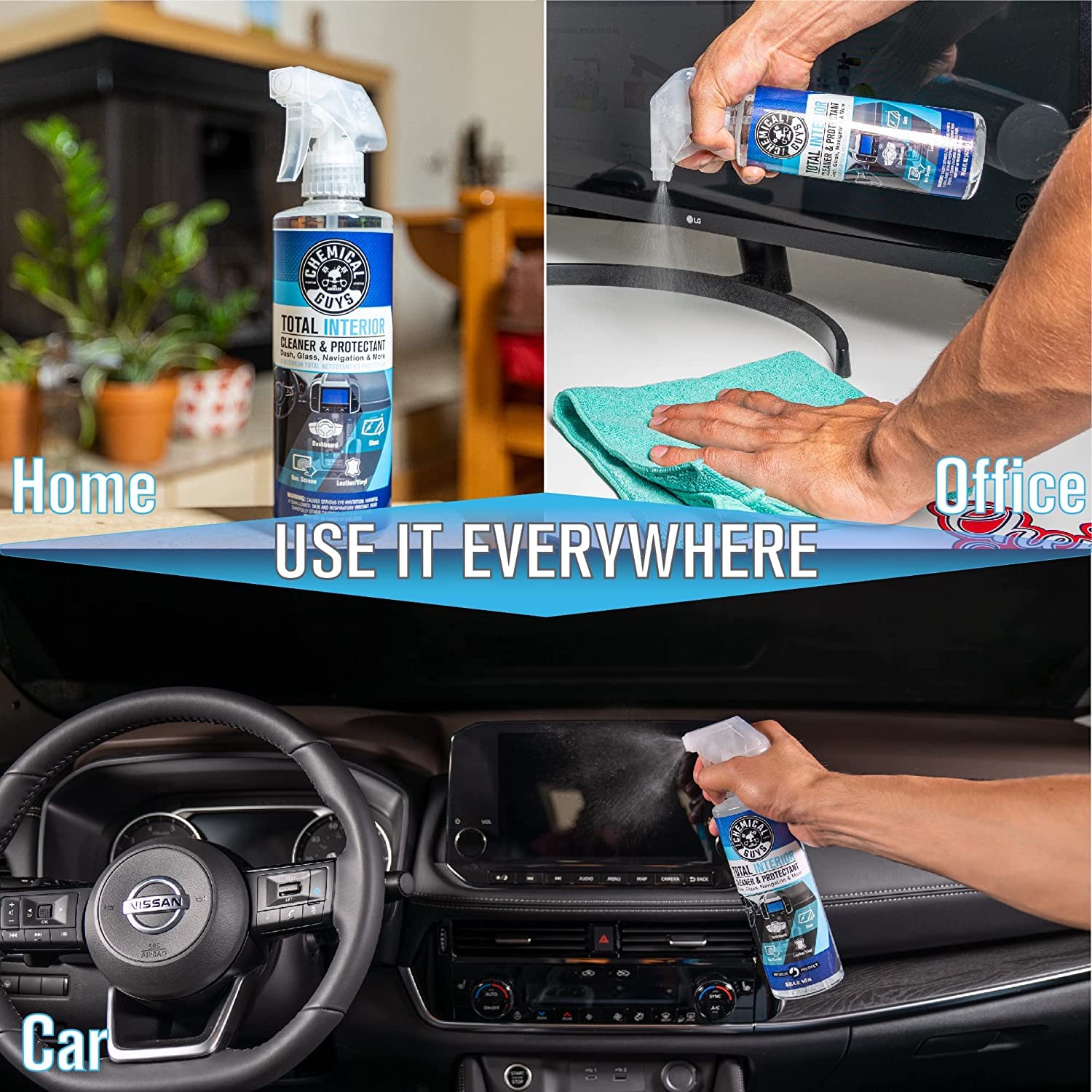 Chemical Guys Total Interior Cleaner and Protectant, Interior Cleaner Car Cleans & Protects Leather, Vinyl, Plastic, Rubber, Glass with a Showroom Finish, Safe for Trucks, SUVs, RVs & More, 128 oz