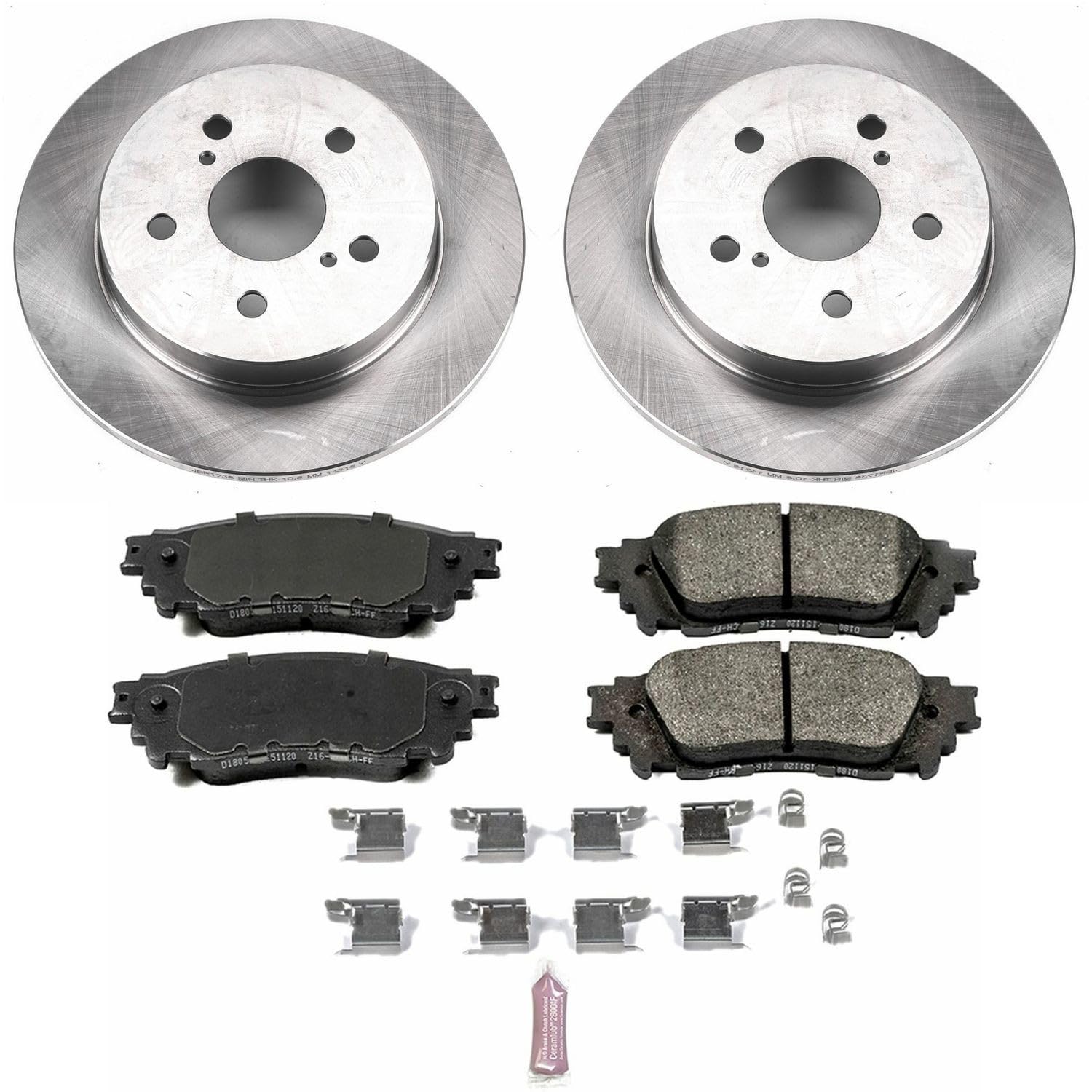 Power Stop KOE7739 Rear Replacement Brake Kit-OE Brake Rotors & Ceramic Brake Pads For Lexus NX200t, Toyota Lexus NX300, NX300h [Model Specific]
