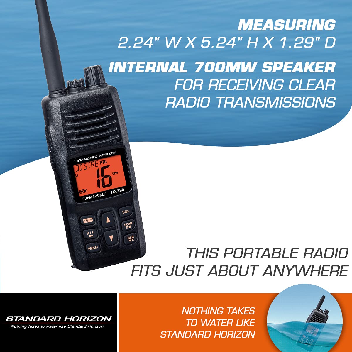 HX380 Standard Horizon 1.5" Handheld VHF Standard