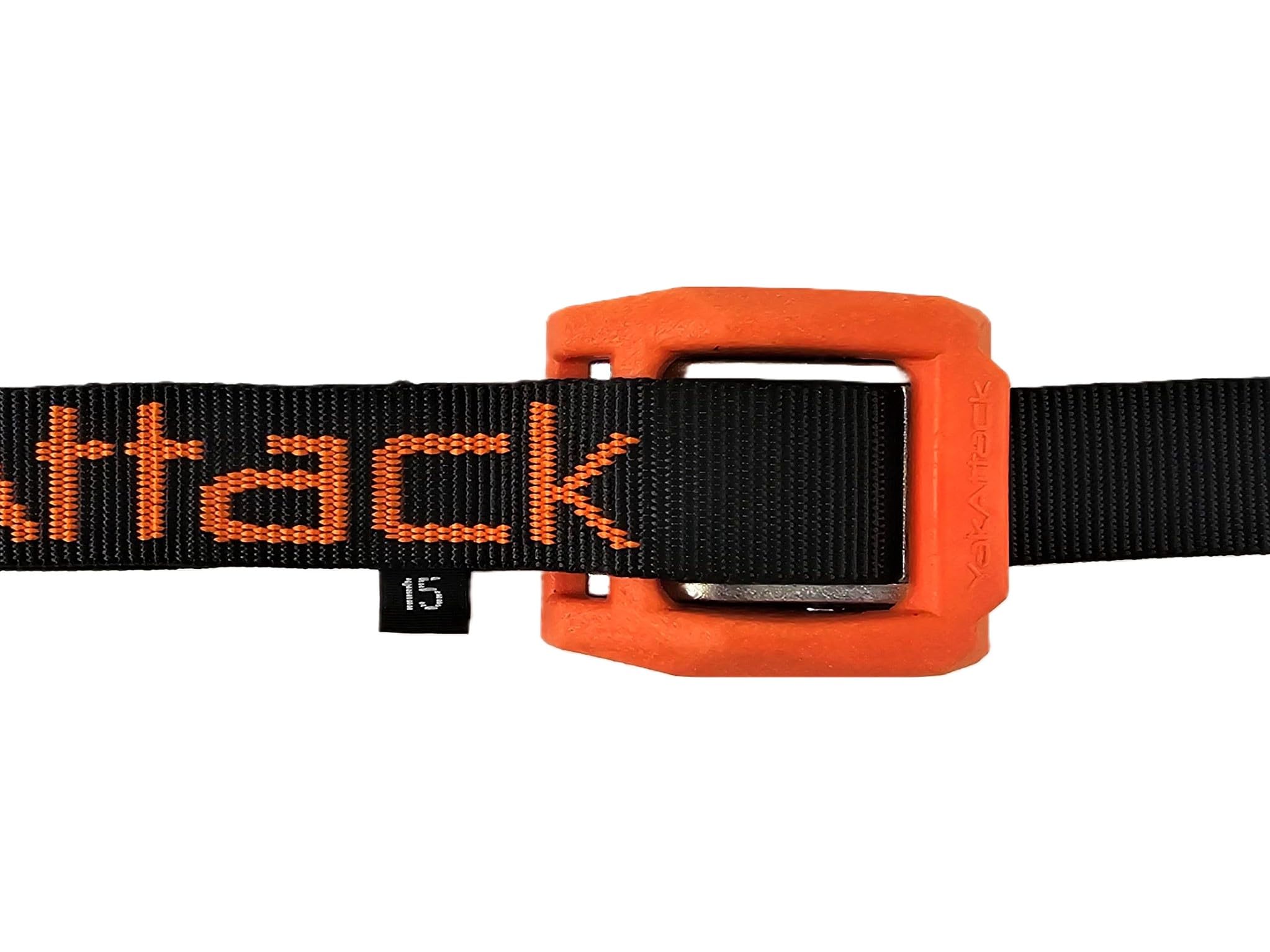 15' YakAttack Cam Strap | Heavy-Duty Polyester Tie Down with Protective Rubber Buckle | Single Pack | Kayak Fishing Roof Rack Securement | Black/Orange | Made in USA