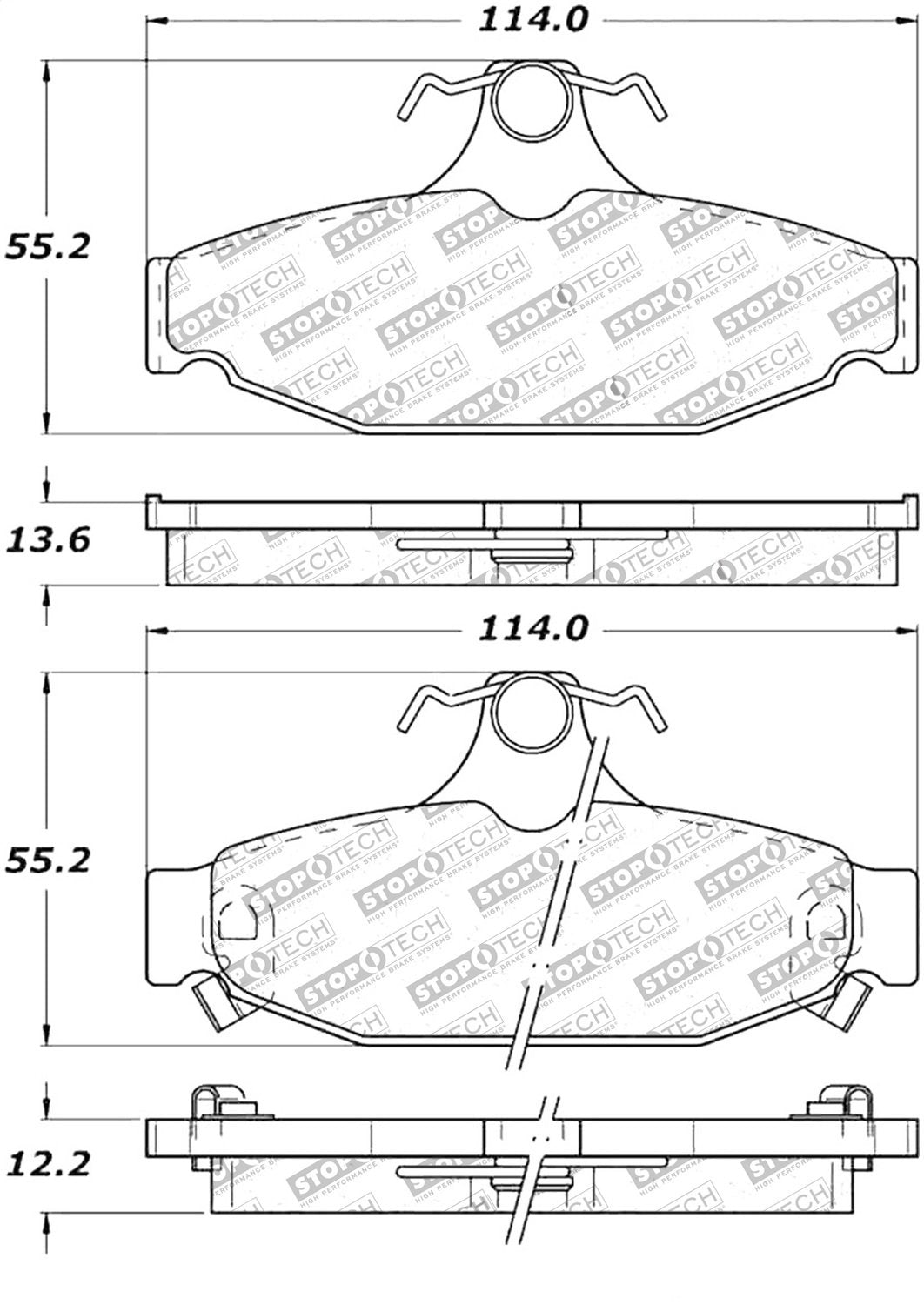 Rear StopTech 308.04130 Brake Pads with Shims and Hardware Street