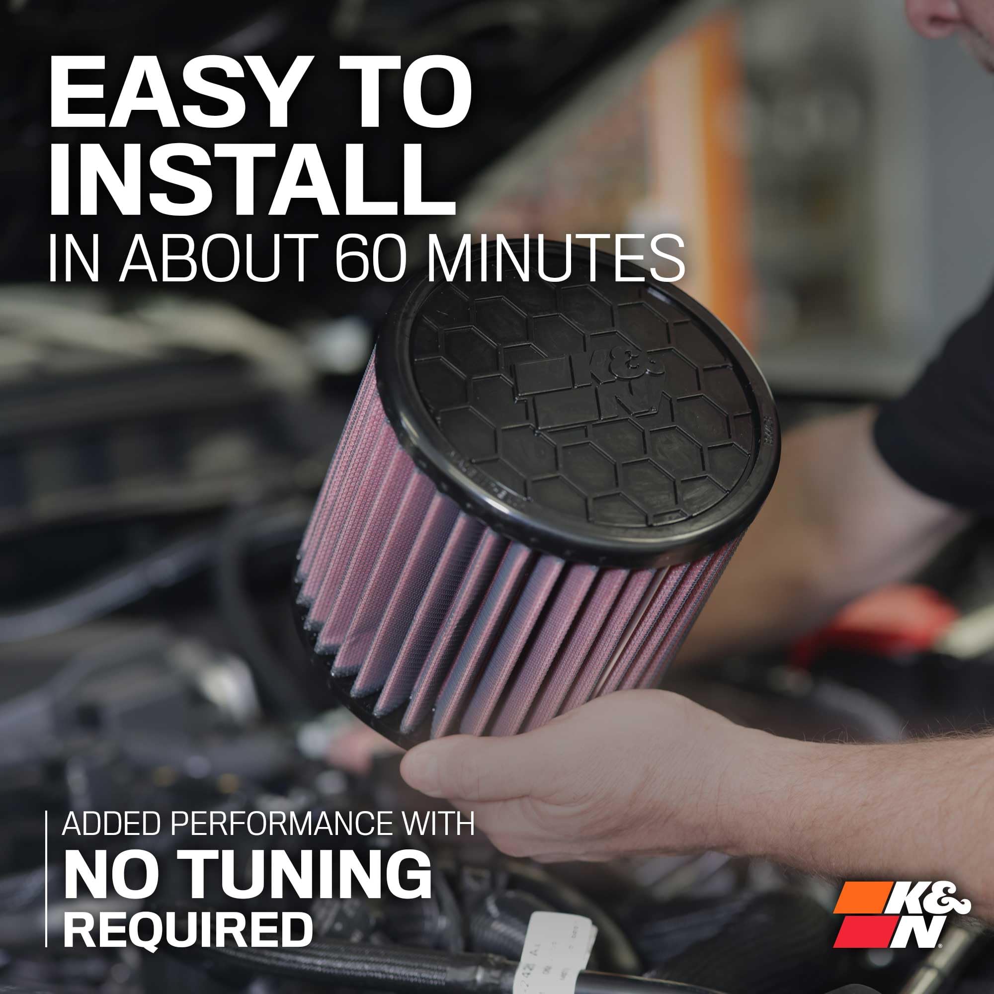 Cold Air Intake System K&N: High-Flow Air Filter, Increase Performance & Towing: Compatible with 2021-2024 FORD: Bronco, 63-2619