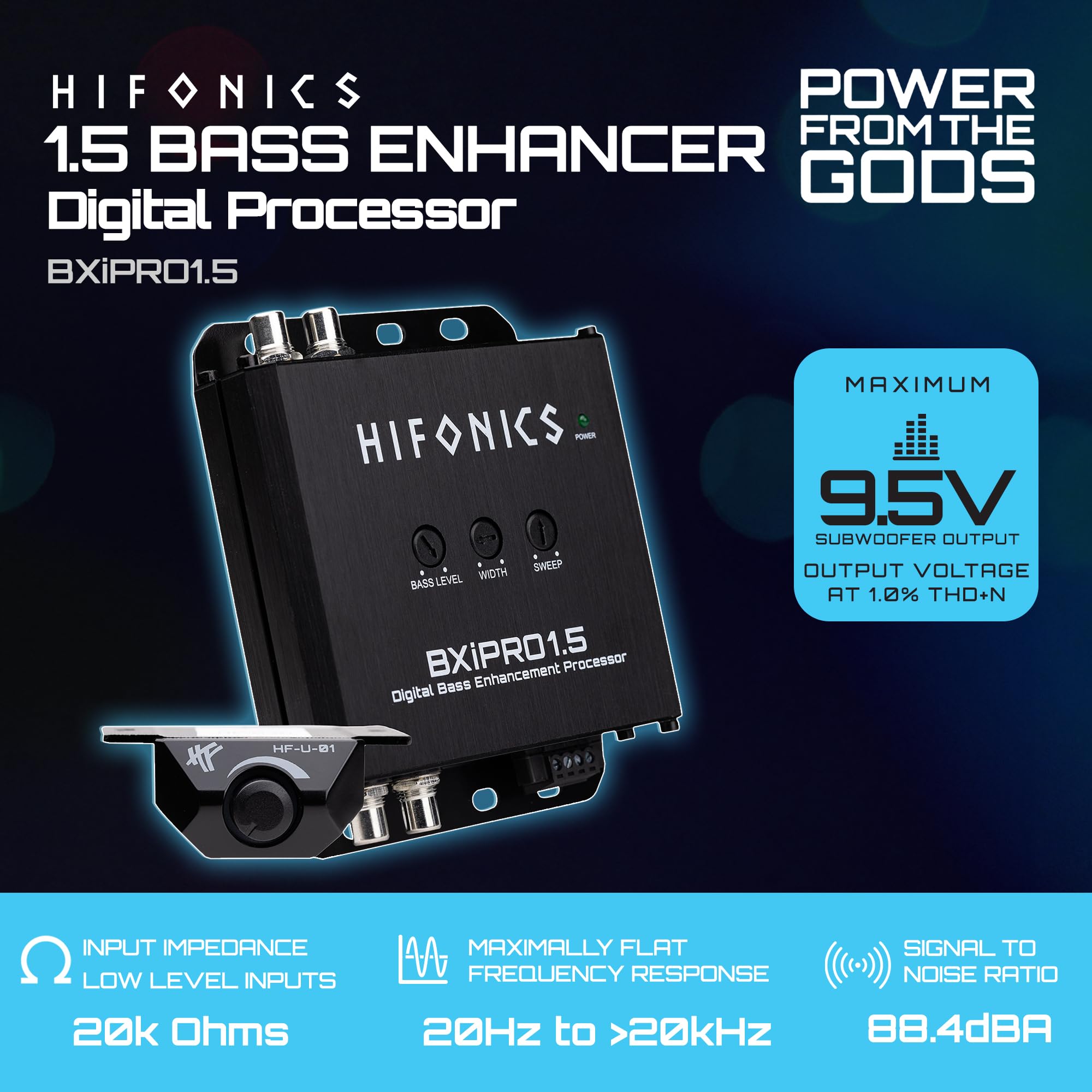 Hifonics Bass Enhancer BXIPRO1.5, Digital Processor with Dash Mount Remote Control, Integration with Any Vehicle for Upgraded Subwoofer System, Black
