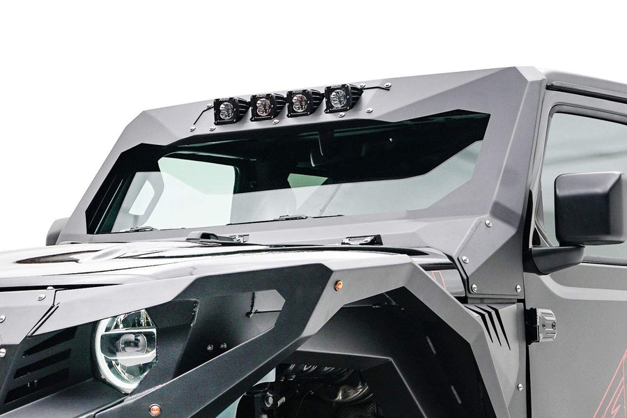 18-C Jeep Jl Fab Fours Vi-Cowl 4 Light Insert Bare Steel