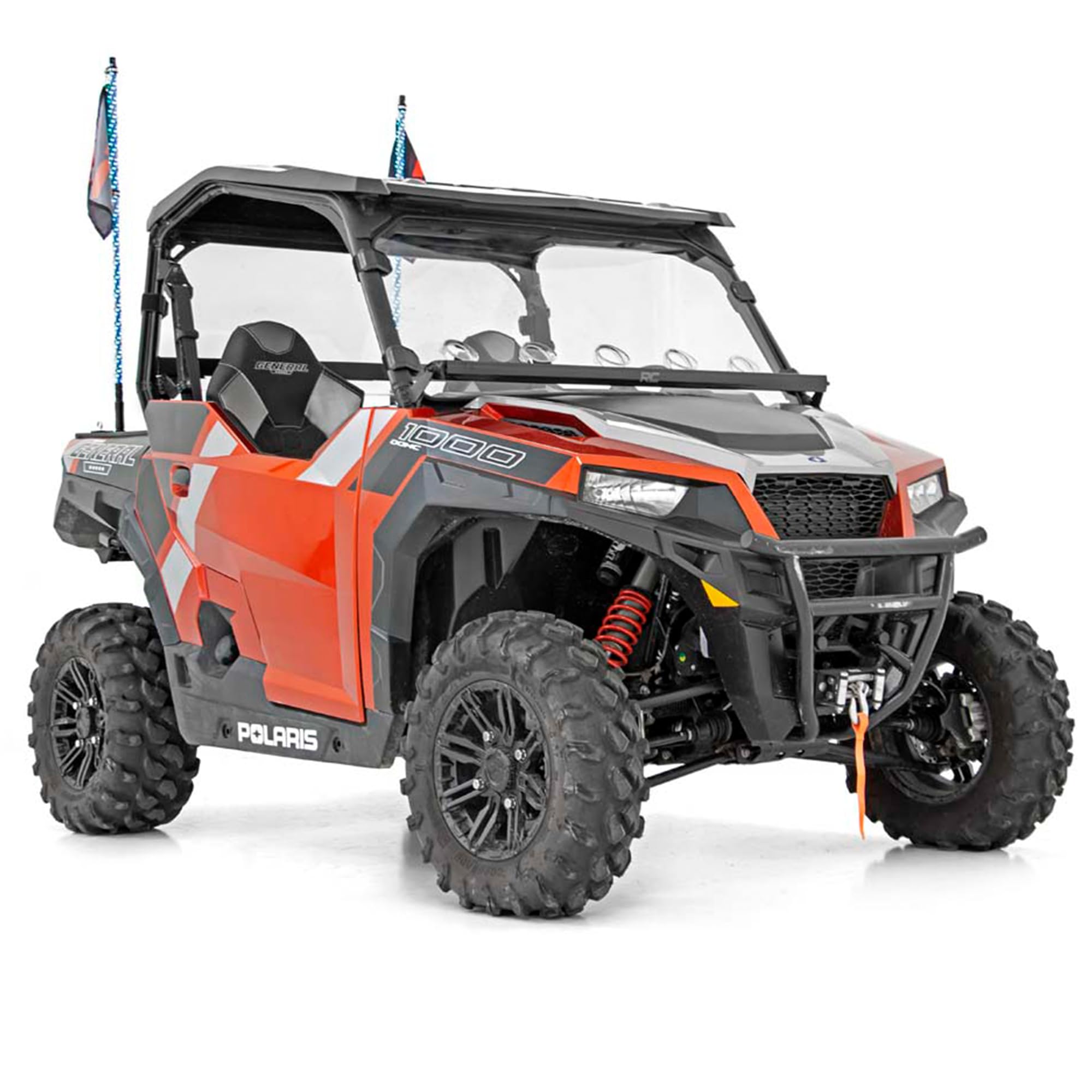 Polaris Rough Country LED Whip Light Bracket Kit for 17-22 General/Ranger- 93049 Black