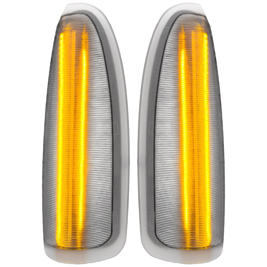 Fits RECON 03-07 Super Duty & Excursion Premium LED Side Mirror Lights Ultra Bright White Running Lights & Amber Turn Signals - Clear Lens