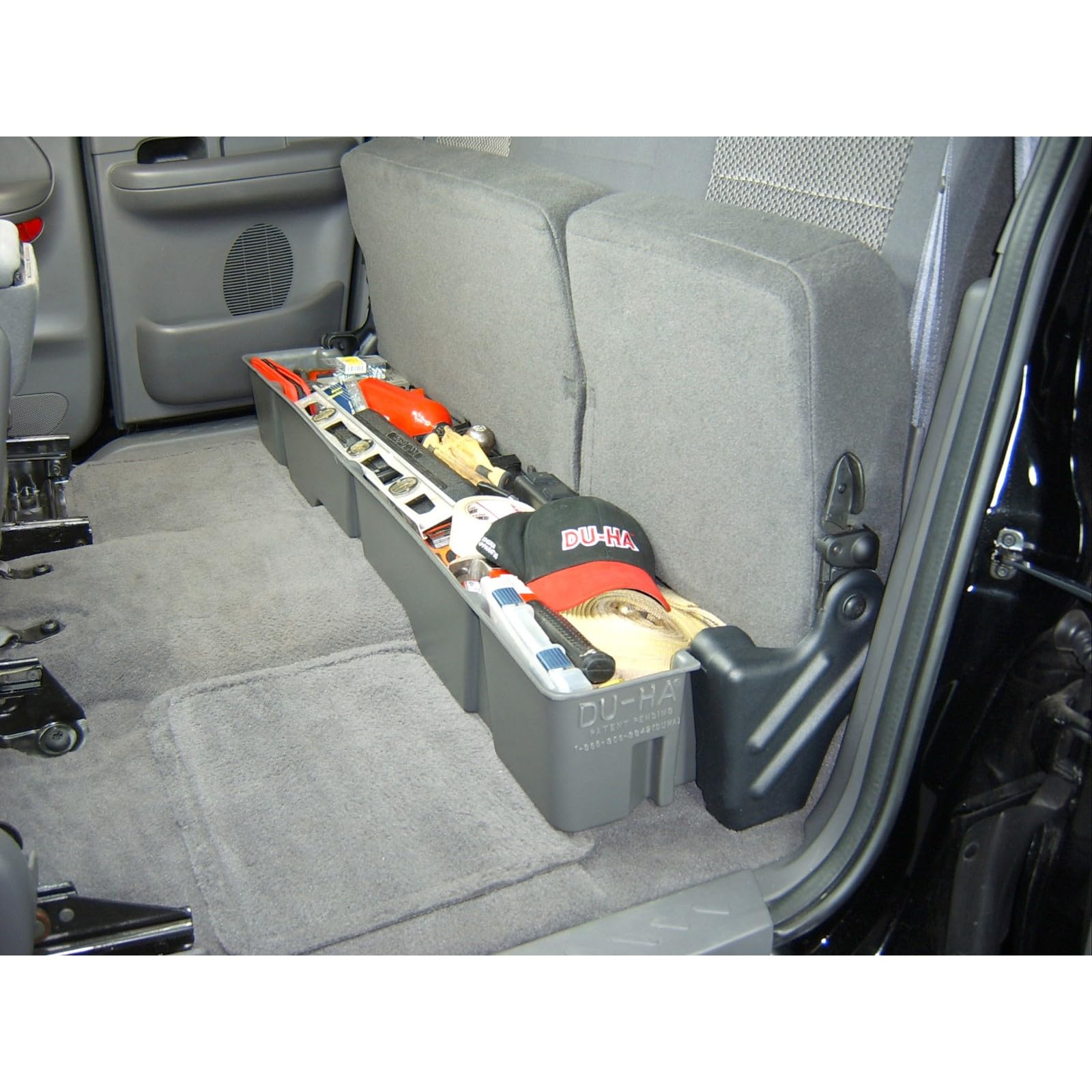 Under Seat Storage DuHa 20007 fits 2000-2003 F150 SuperCab | Black Heavy-Duty Back Seat Organizer | Durable Construction | Includes Dividers