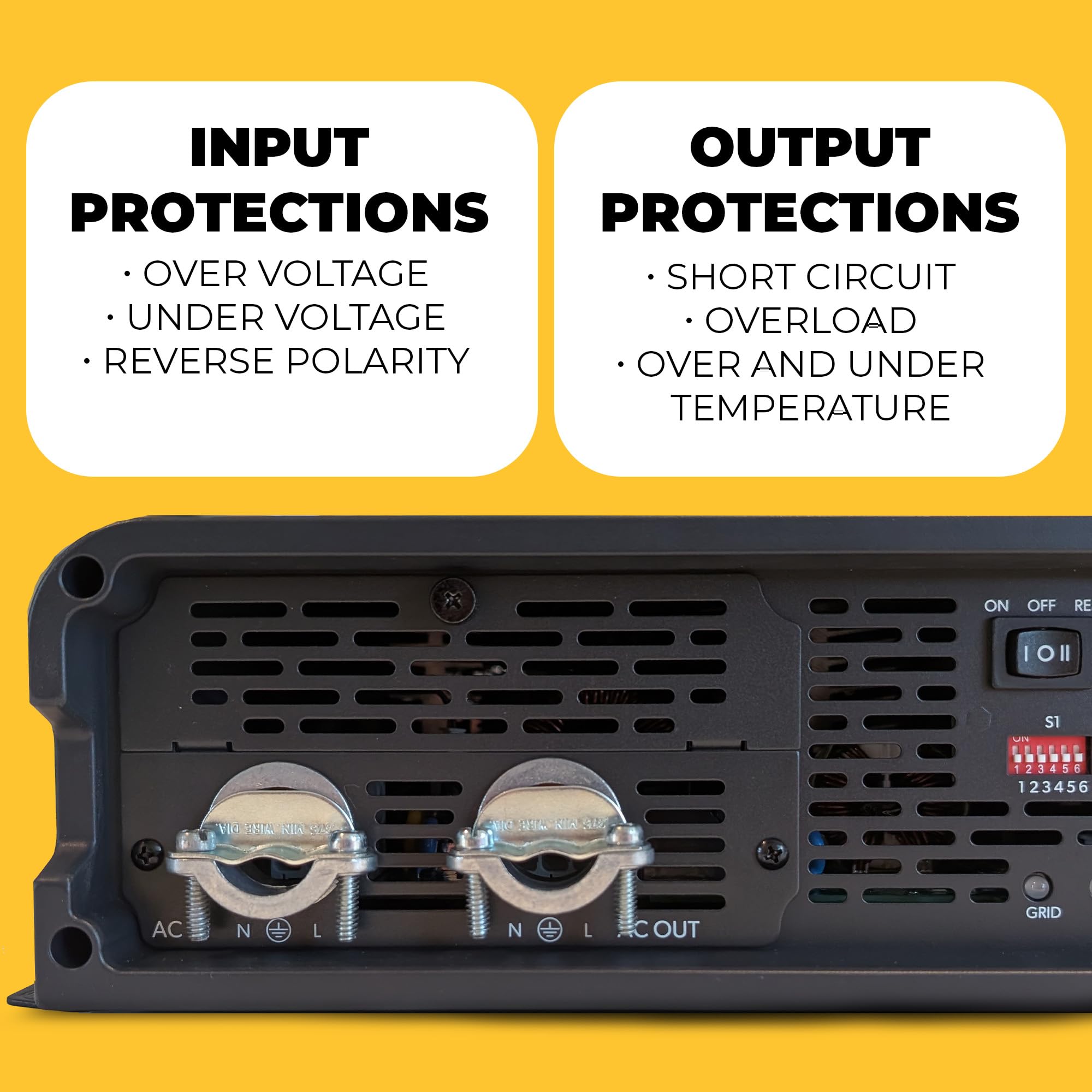 Go Power Transfer Switch, Advanced Sine Wave (ASW) Pure Sine Wave Power Inverter 12V to 110V with Built-in 30-Amp Automatic, Delivering 1200 Watts
