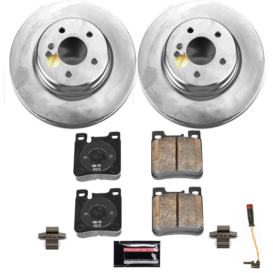 Power Stop CRK6718 Brake Rotor Coated and Ceramic Brake Pads- Rear For Mercedes-Benz C55 AMG, Mercedes-Benz CLK500, Mercedes-Benz CLK55 AMG, Mercedes-Benz CLK550 [Model Specific]