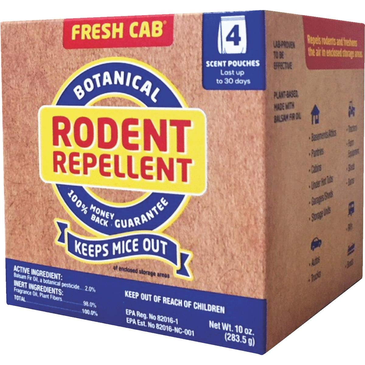 Fresh Cab EarthKind EMW7208598 Rodent, Rats and Mice Repellent With Blend Of Plant Fiber and Botanical Extracts For Use On The Farm, Industrial Settings, Garage or RV, 2.5 Ounce x 4 Scent Pouches