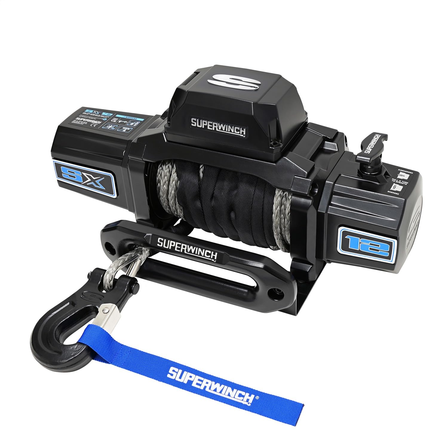 SX 12SR Superwinch Winch, 12000 lb Capacity, Hawse Fairlead, 12 ft Remote, 3/8 in x 80 ft Synthetic Rope, 12V, Kit