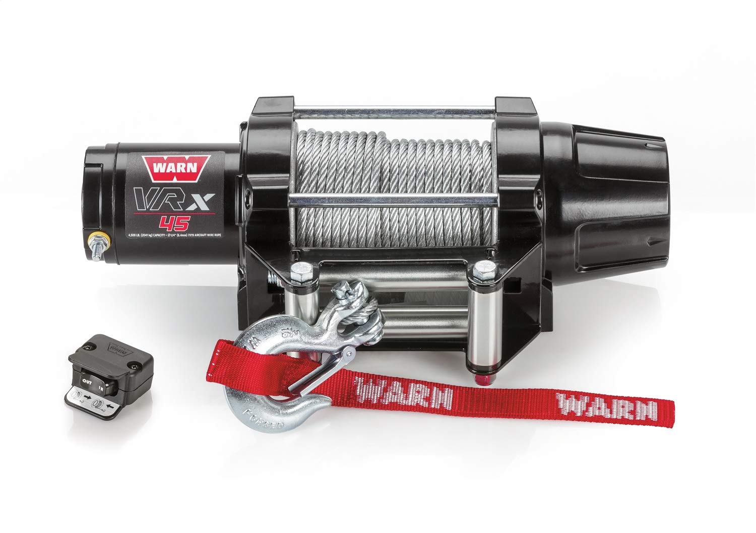 VRX 45 WARN Powersports Winch with Dash Mounted Switch and Steel Cable Wire Rope: 1/4" Diameter x 50' Length, 2.25 Ton (4,500 lb) Capacity